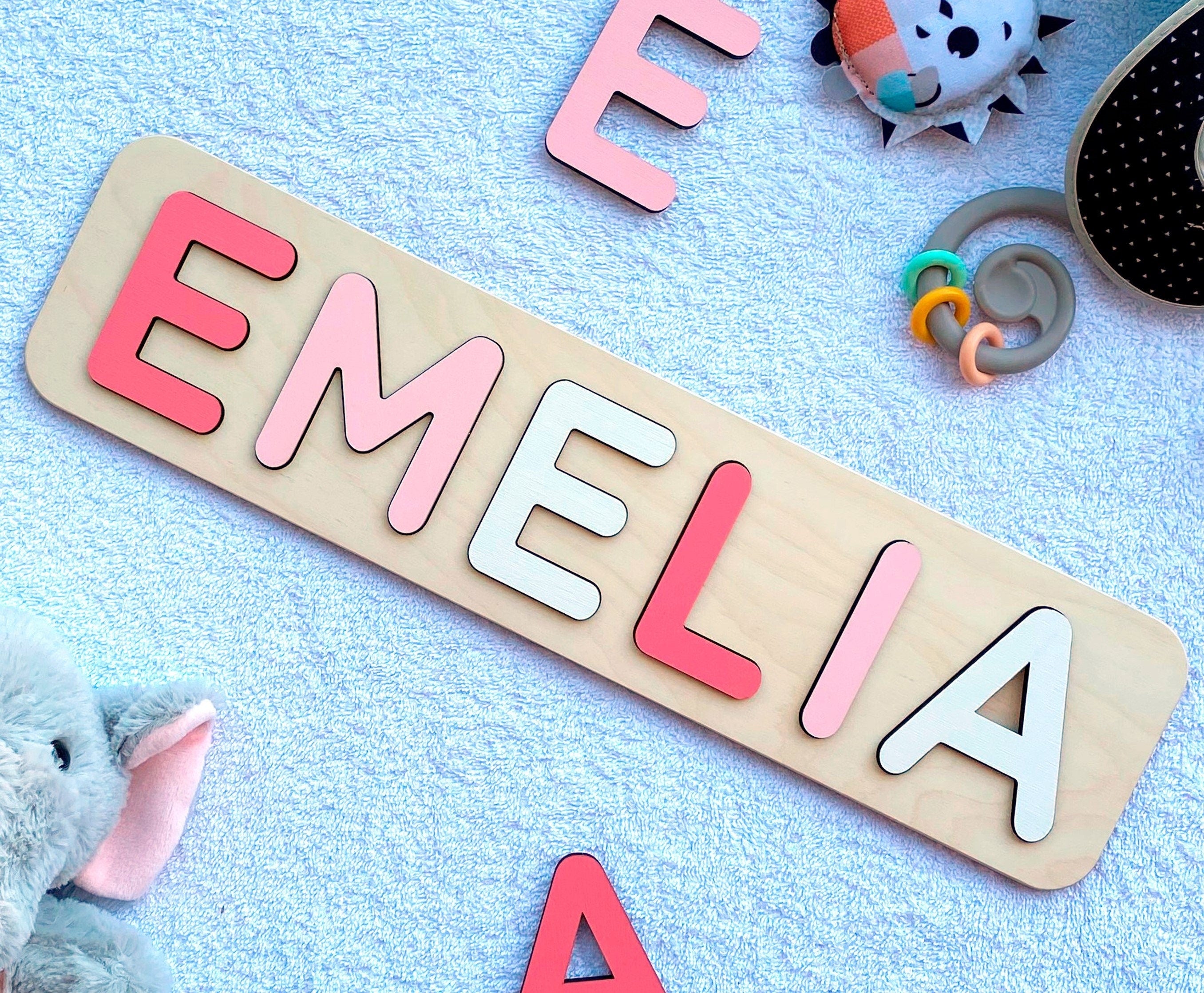 Personalized Name Puzzle, Toys for Toddler, Baby Shower, New Baby Gift, Name Puzzle With Pegs, First Birthday Gift, Baby Shower Gift