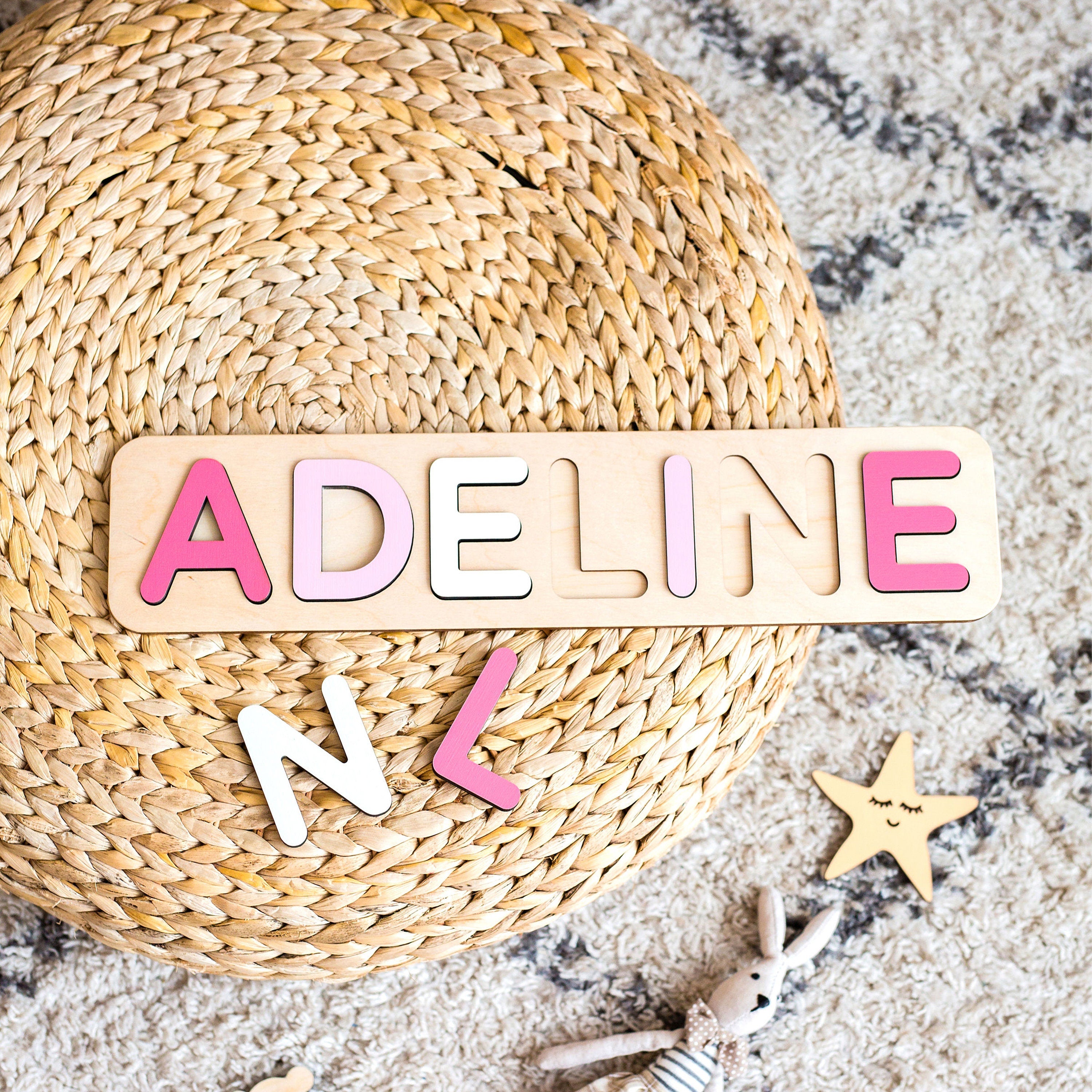 Personalized Name Puzzle, Toys for Toddler, Baby Shower, New Baby Gift, Name Puzzle With Pegs, First Birthday Gift, Baby Shower Gift