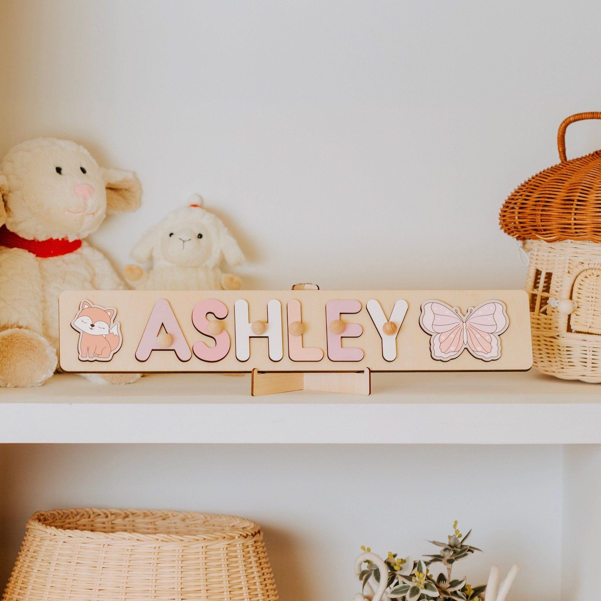 Personalized Name Puzzle With Pegs,  New Christmas Gifts for Kids, Wooden Toys, Baby Shower, First Birthday 1st Gifts, Wood Name Puzzle