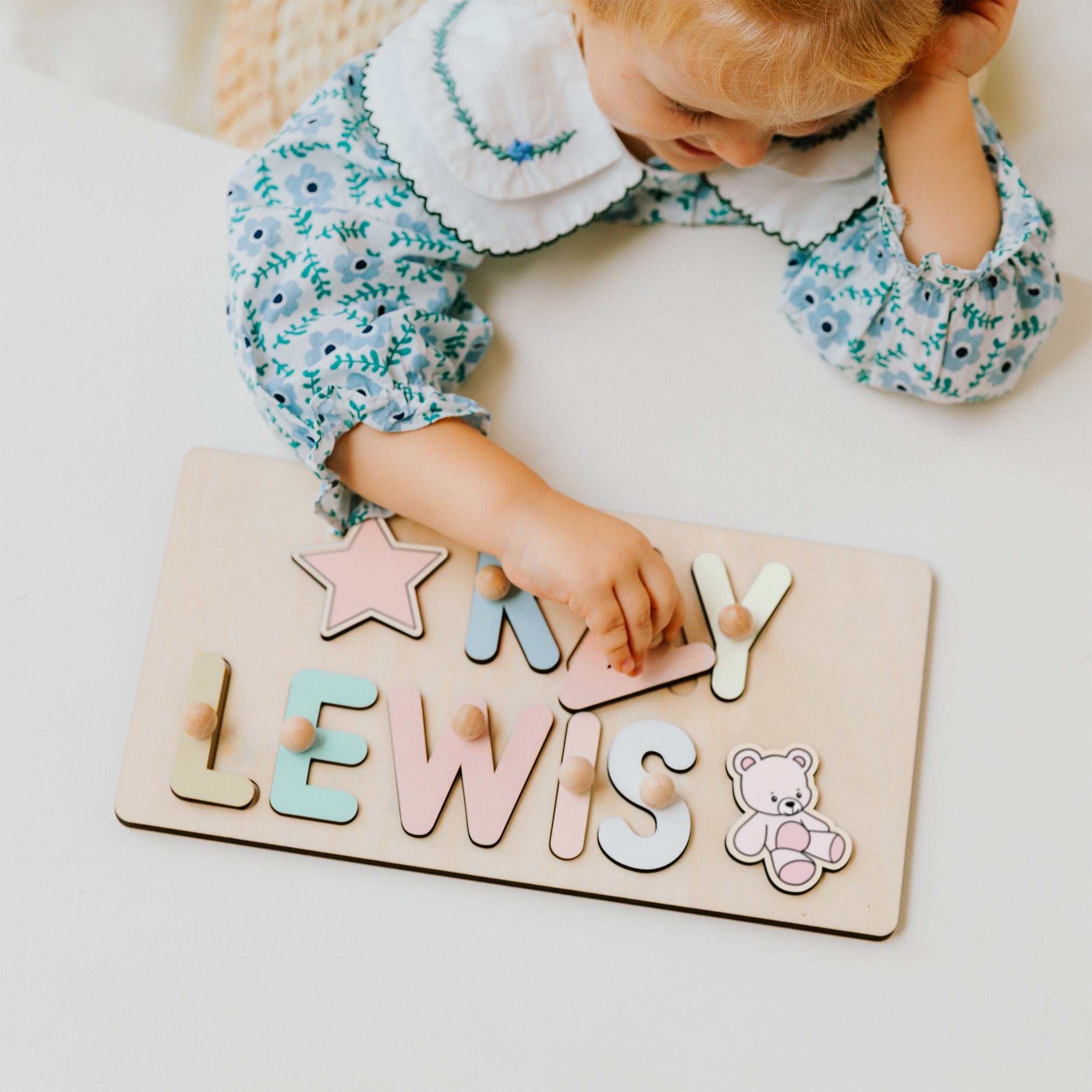 Personalized Name Puzzle With Pegs,  New Christmas Gifts for Kids, Wooden Toys, Baby Shower, First Birthday 1st Gifts, Wood Name Puzzle