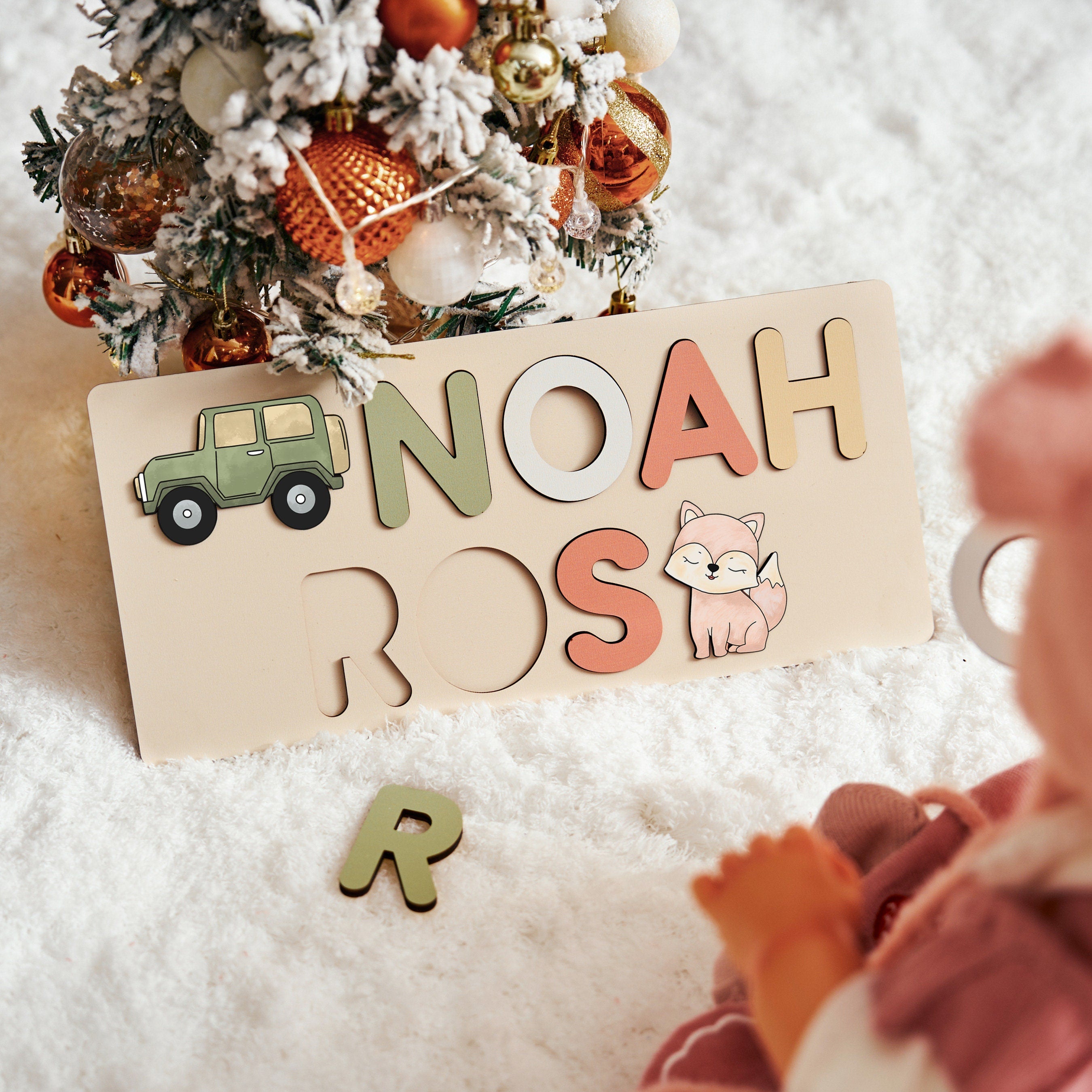 Personalized Name Puzzle With Pegs,  New Christmas Gifts for Kids, Wooden Toys, Baby Shower, First Birthday 1st Gifts, Wood Name Puzzle
