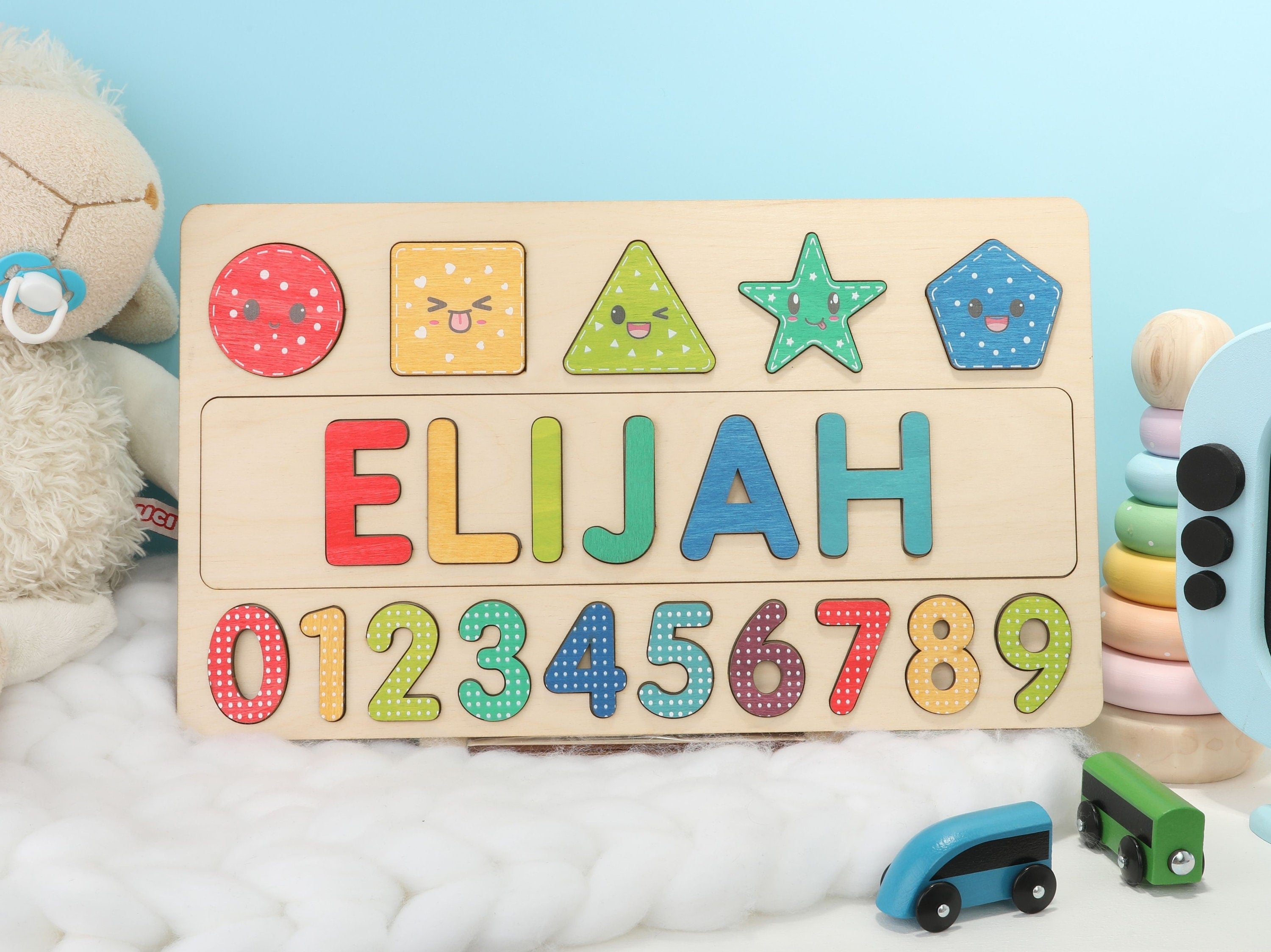 Personalized Name Puzzle W/Numbers | New Christmas Gifts for Kids Wooden Toys Baby Shower Custom Toddler Toys First Birthday 1st Baby Gift