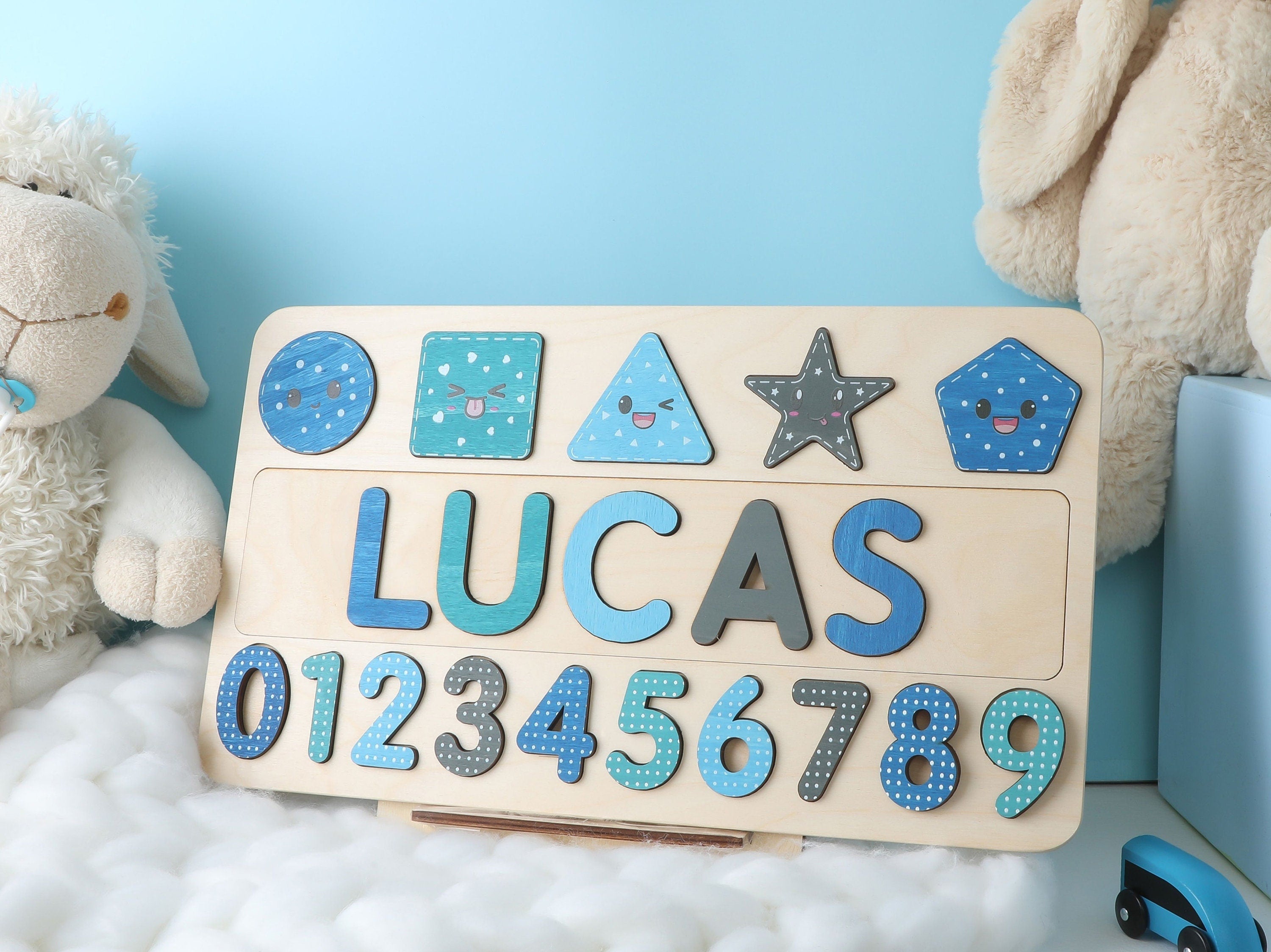 Personalized Name Puzzle W/Numbers | New Christmas Gifts for Kids Wooden Toys Baby Shower Custom Toddler Toys First Birthday 1st Baby Gift