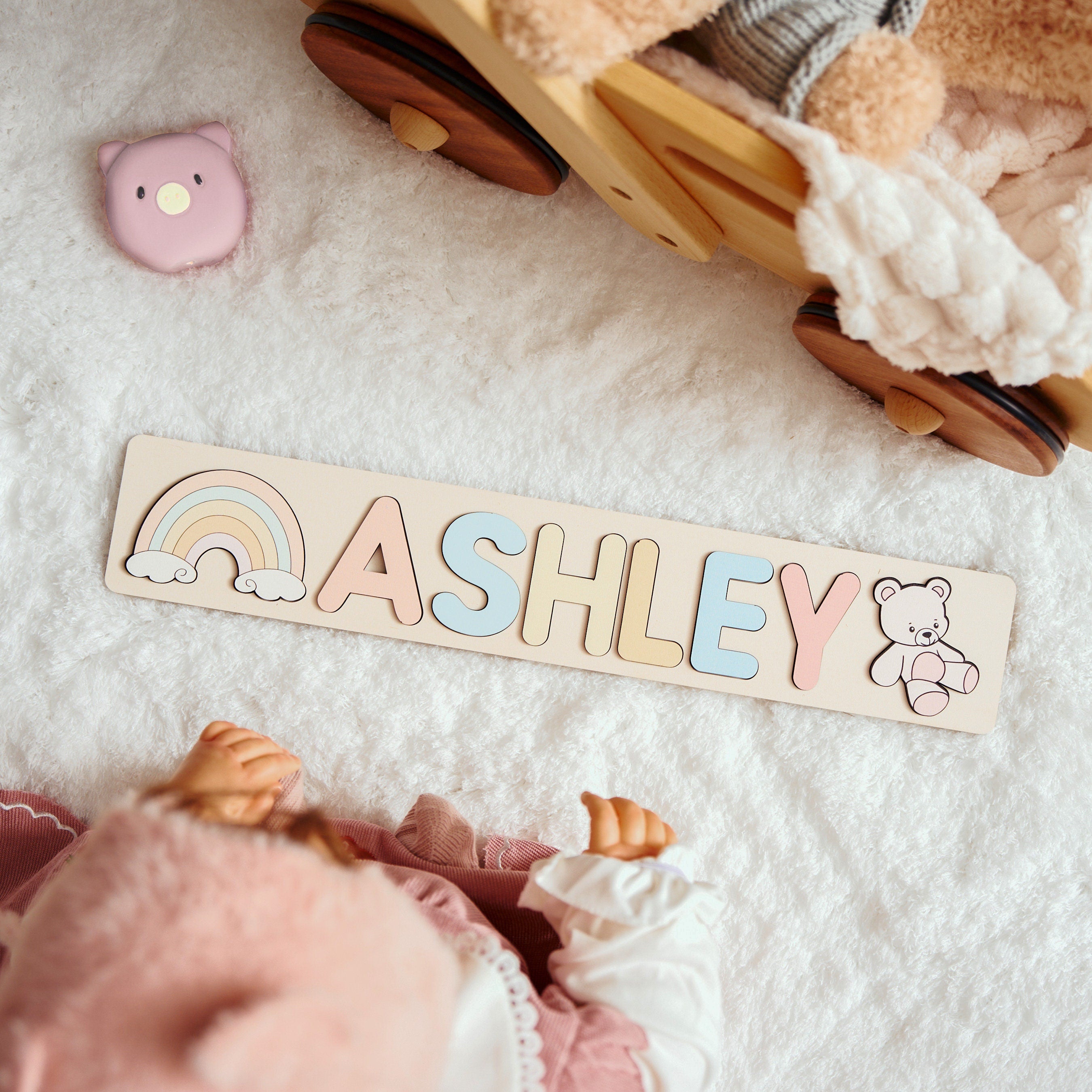 Personalized Name Puzzle With Pegs,  New Christmas Gifts for Kids, Wooden Toys, Baby Shower, First Birthday 1st Gifts, Wood Name Puzzle