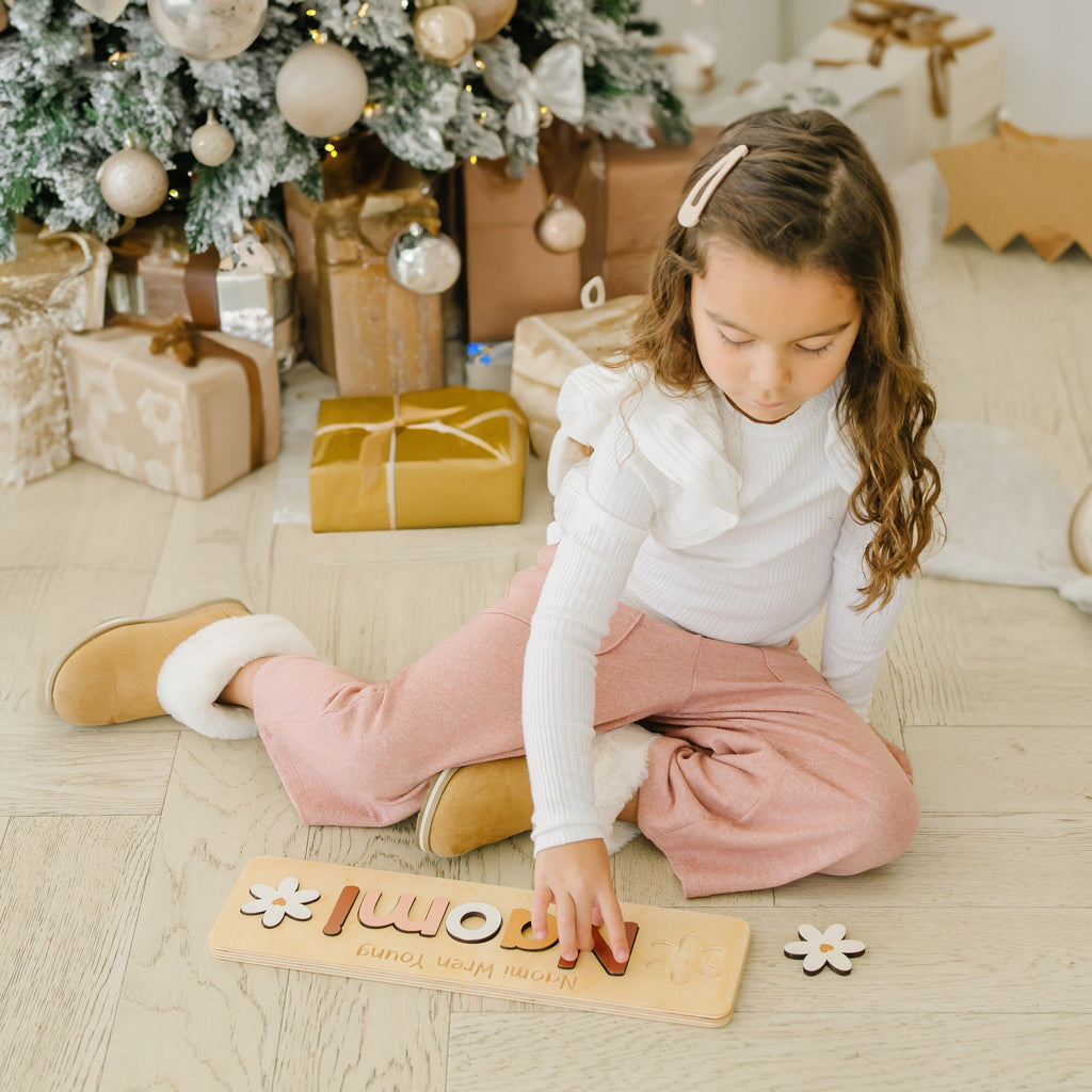 Wooden Name Puzzle, Upper and Lowercase, Easter Gifts for Kids, Name Puzzles for Toddlers and Baby, Montessori, Baby Shower, Newborn Gift