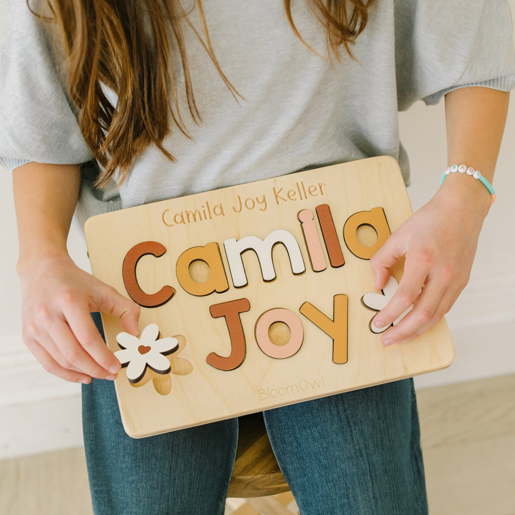 Wooden Name Puzzle, Upper and Lowercase, Easter Gifts for Kids, Name Puzzles for Toddlers and Baby, Montessori, Baby Shower, Newborn Gift