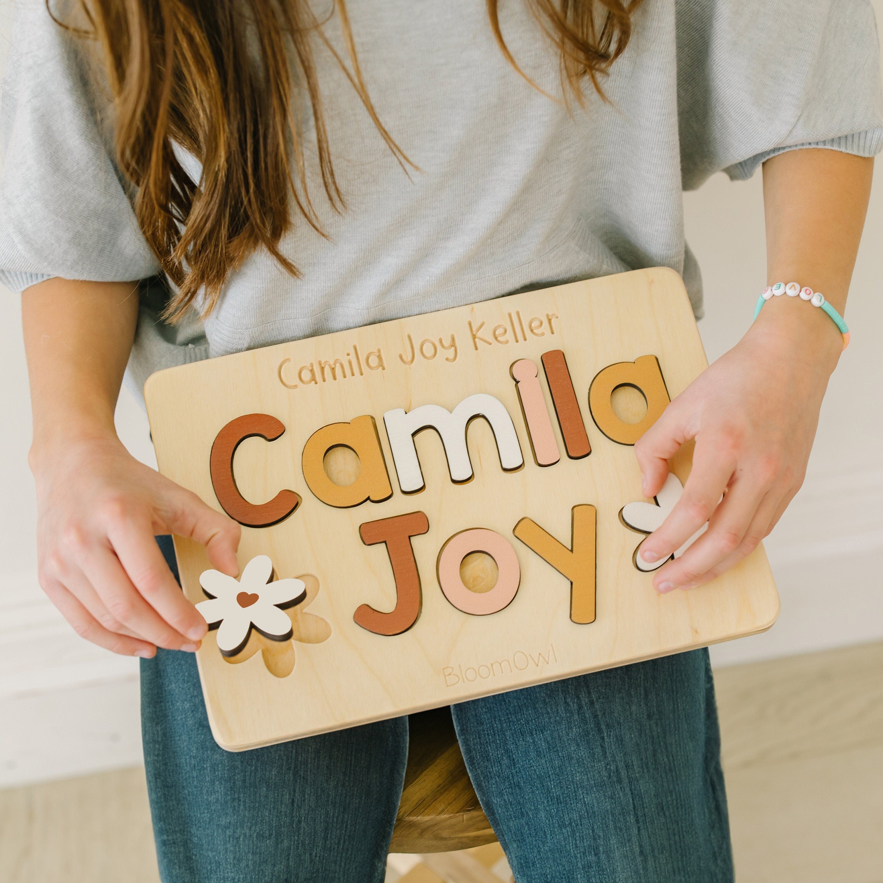 Wooden Name Puzzle, Upper and Lowercase, Easter Gifts for Kids, Name Puzzles for Toddlers and Baby, Montessori, Baby Shower, Newborn Gift
