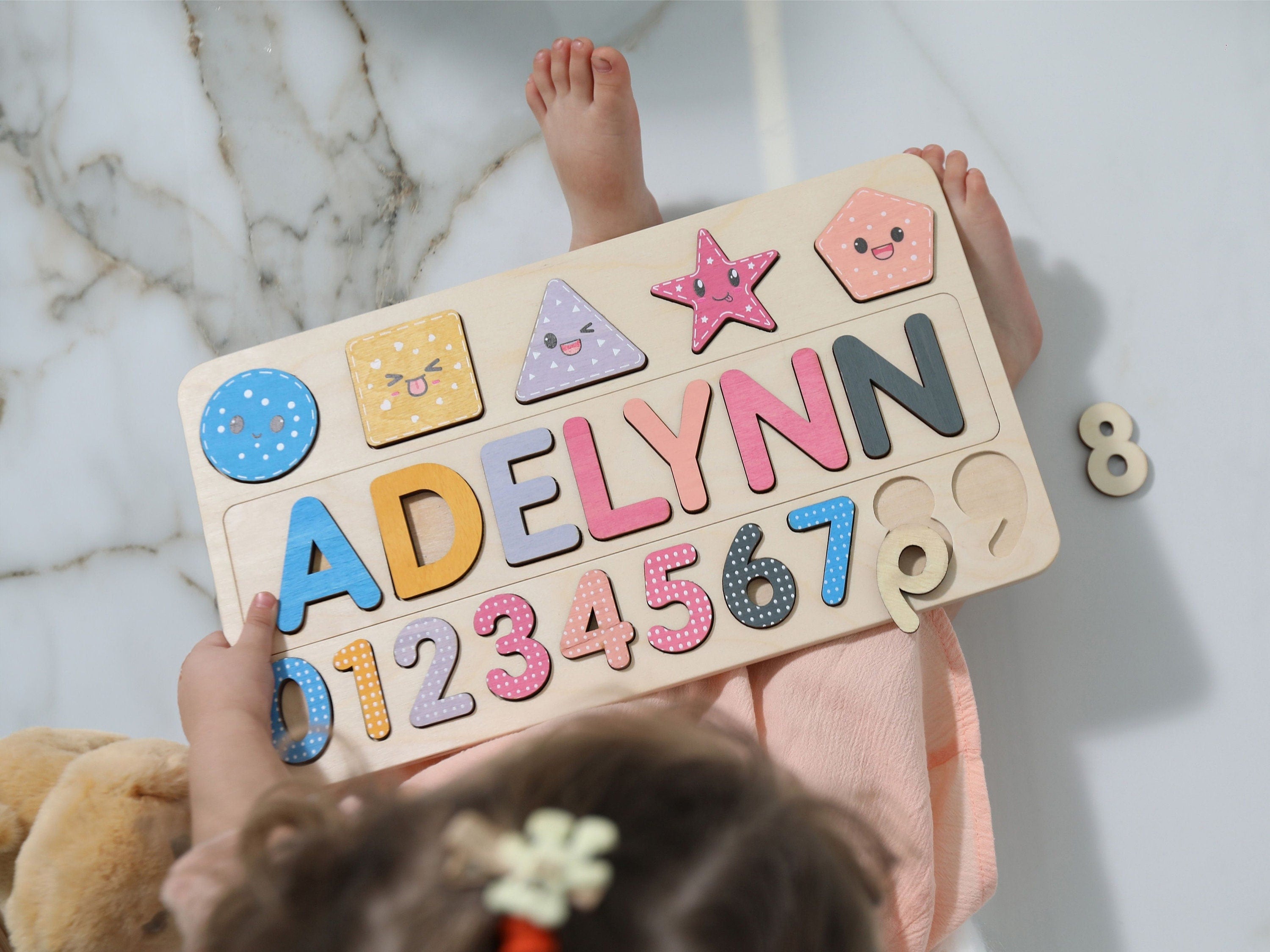 Personalized Name Puzzle W/Numbers | New Christmas Gifts for Kids Wooden Toys Baby Shower Custom Toddler Toys First Birthday 1st Baby Gift