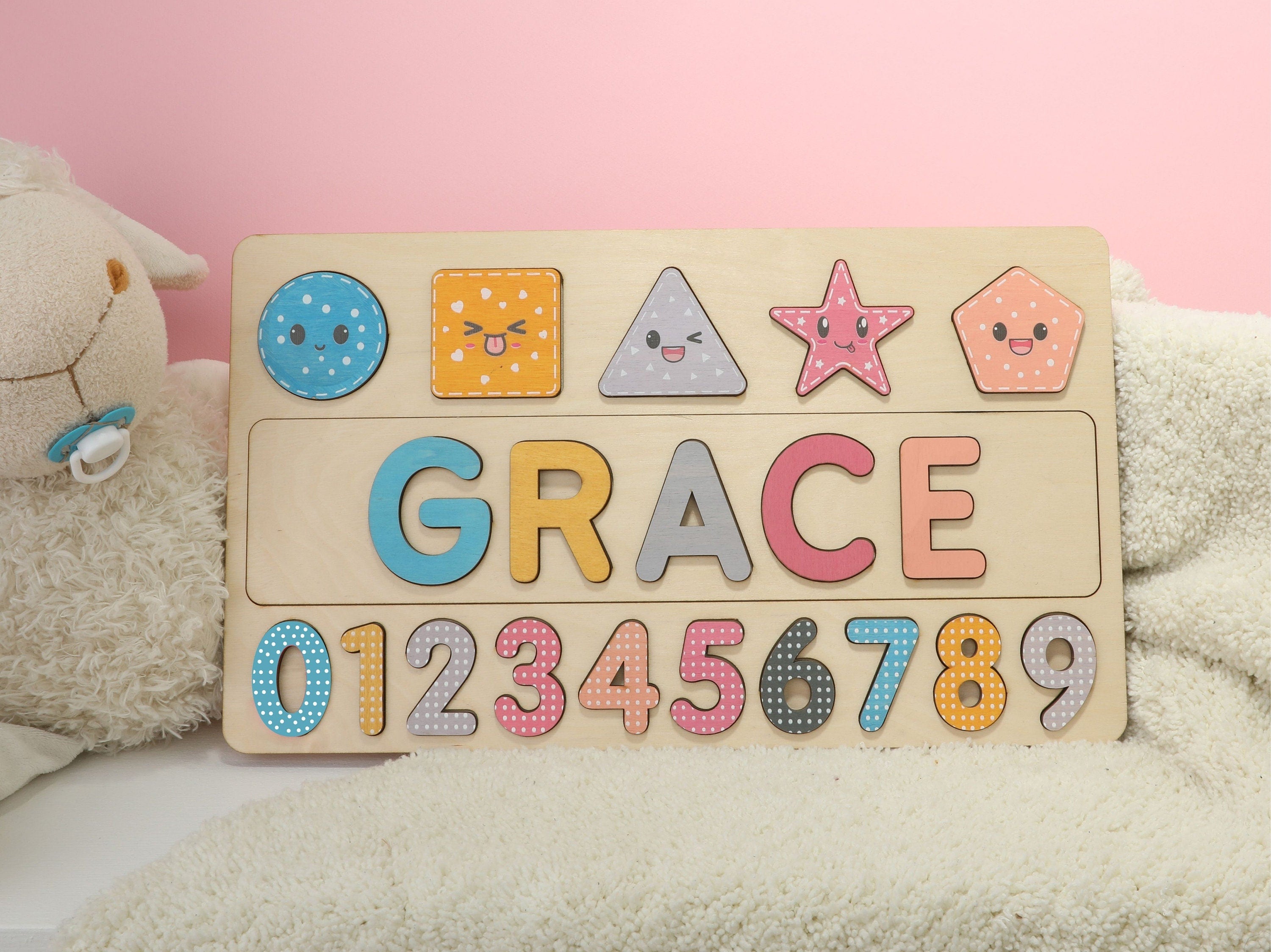 Personalized Name Puzzle W/Numbers | New Christmas Gifts for Kids Wooden Toys Baby Shower Custom Toddler Toys First Birthday 1st Baby Gift