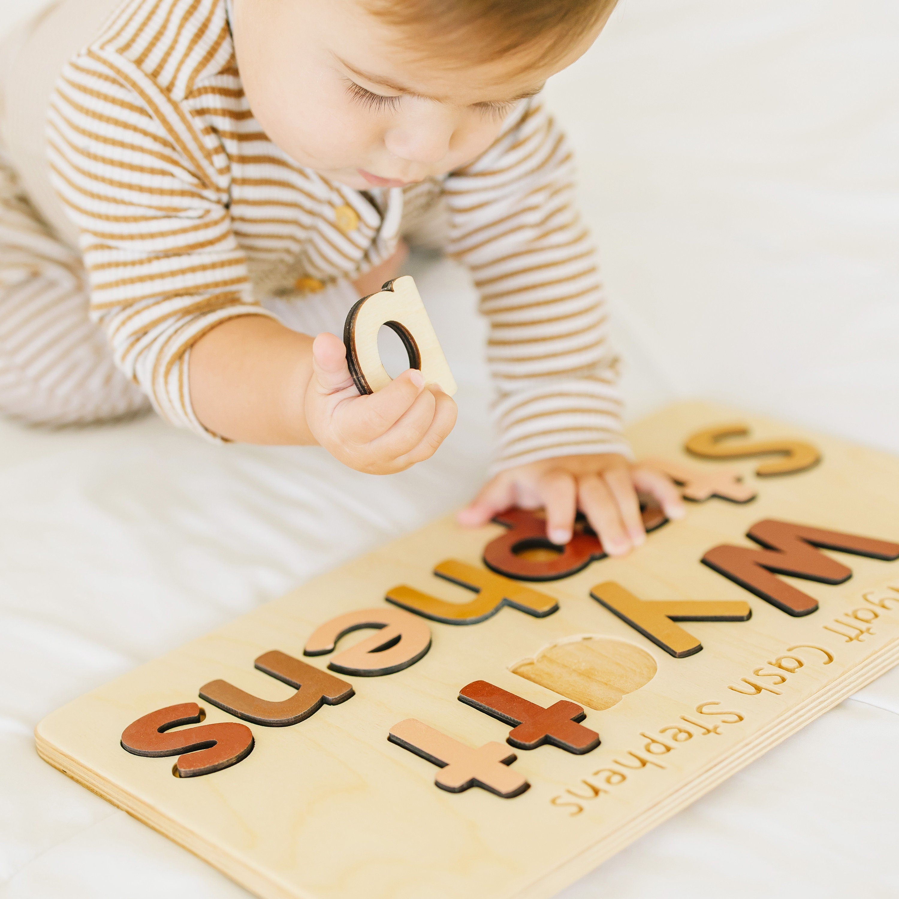 Wooden Name Puzzle, Upper and Lowercase, Easter Gifts for Kids, Name Puzzles for Toddlers and Baby, Montessori, Baby Shower, Newborn Gift