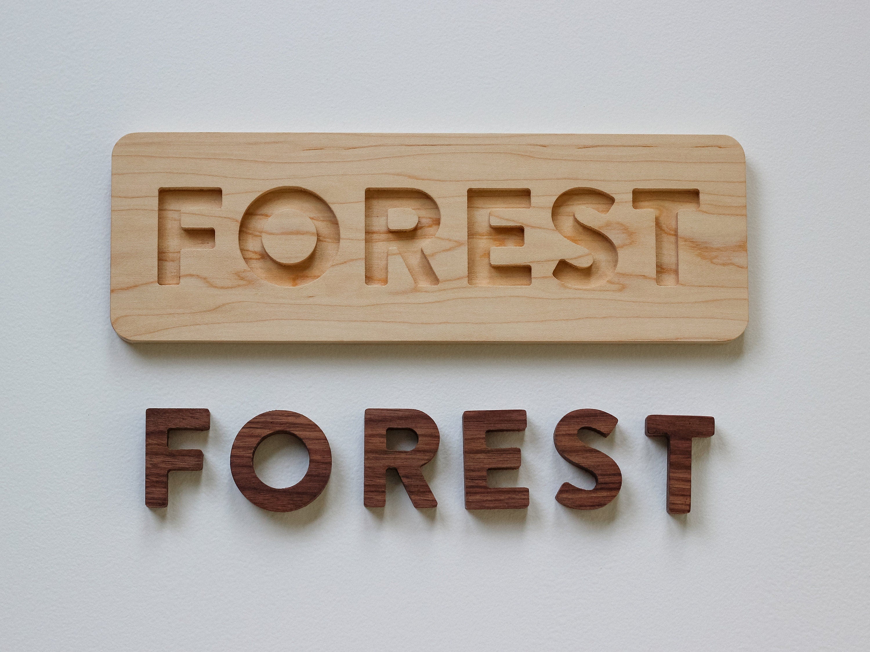 Wooden Name Puzzle for Toddlers and Babies • Montessori Learning Toy • USA Made Solid Wood Custom Puzzle • Personalized Gift • Walnut, Maple