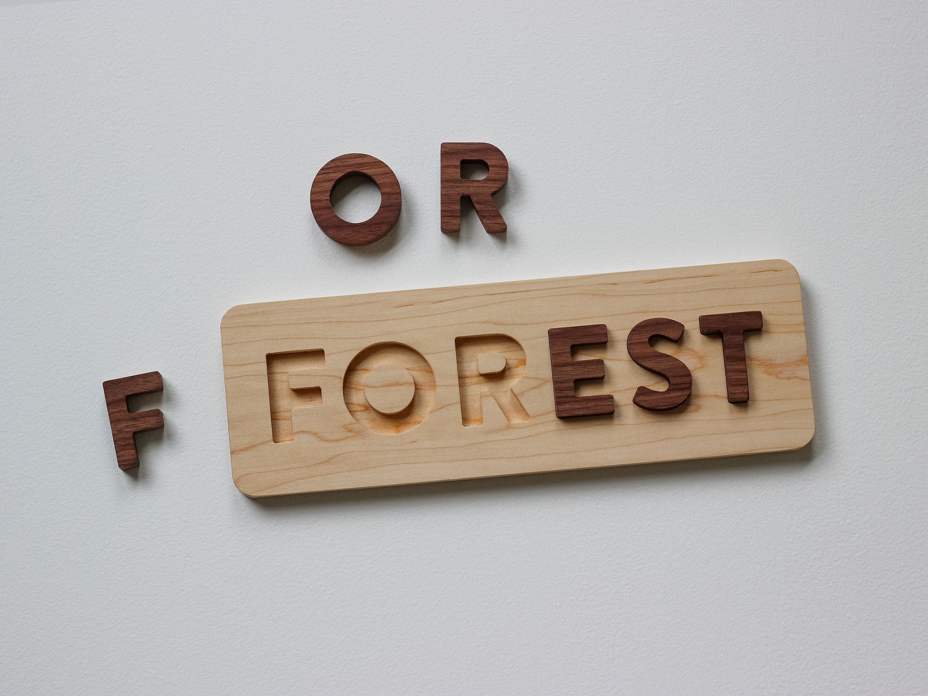 Wooden Name Puzzle for Toddlers and Babies • Montessori Learning Toy • USA Made Solid Wood Custom Puzzle • Personalized Gift • Walnut, Maple
