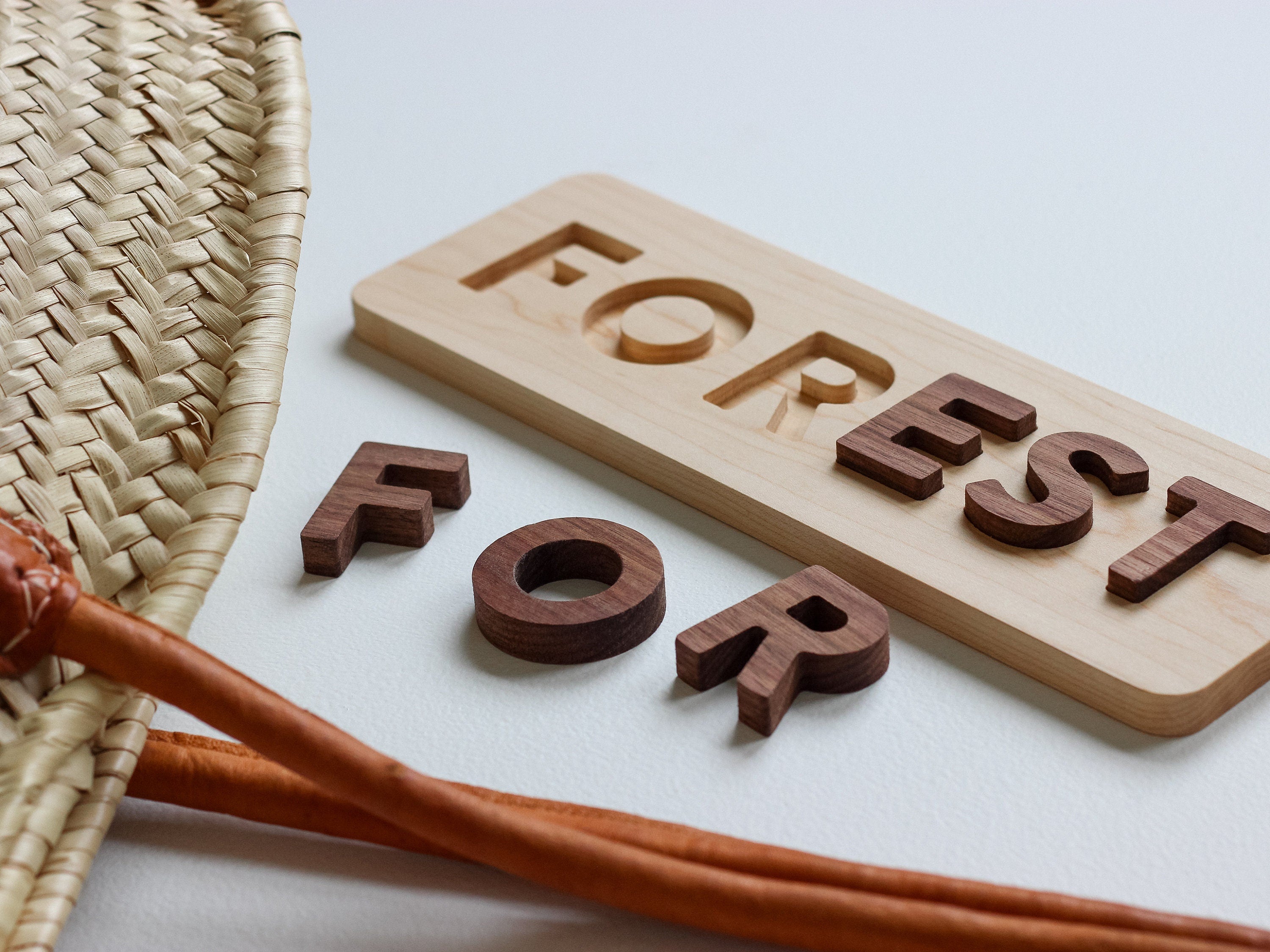 Wooden Name Puzzle for Toddlers and Babies • Montessori Learning Toy • USA Made Solid Wood Custom Puzzle • Personalized Gift • Walnut, Maple