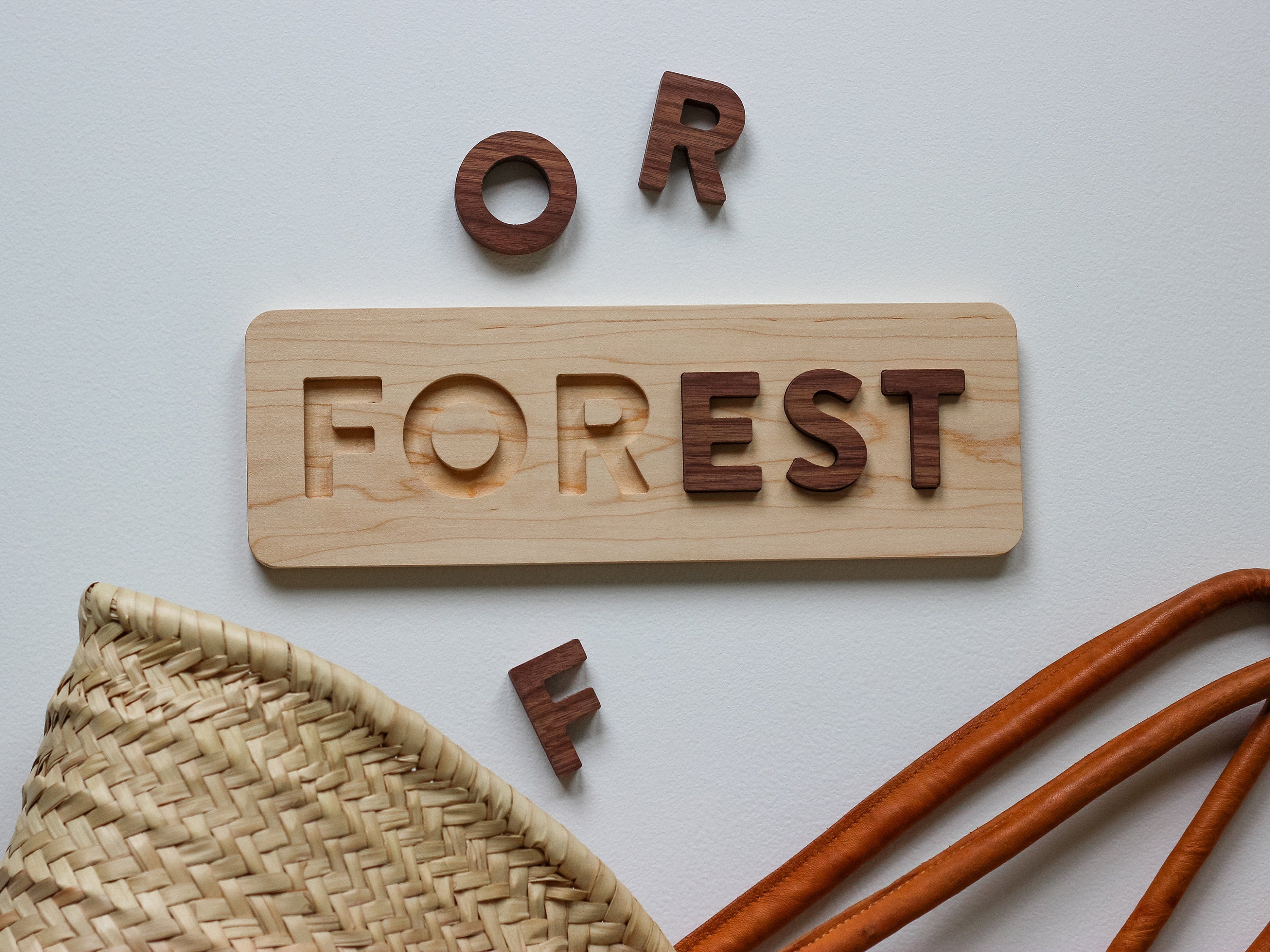 Wooden Name Puzzle for Toddlers and Babies • Montessori Learning Toy • USA Made Solid Wood Custom Puzzle • Personalized Gift • Walnut, Maple
