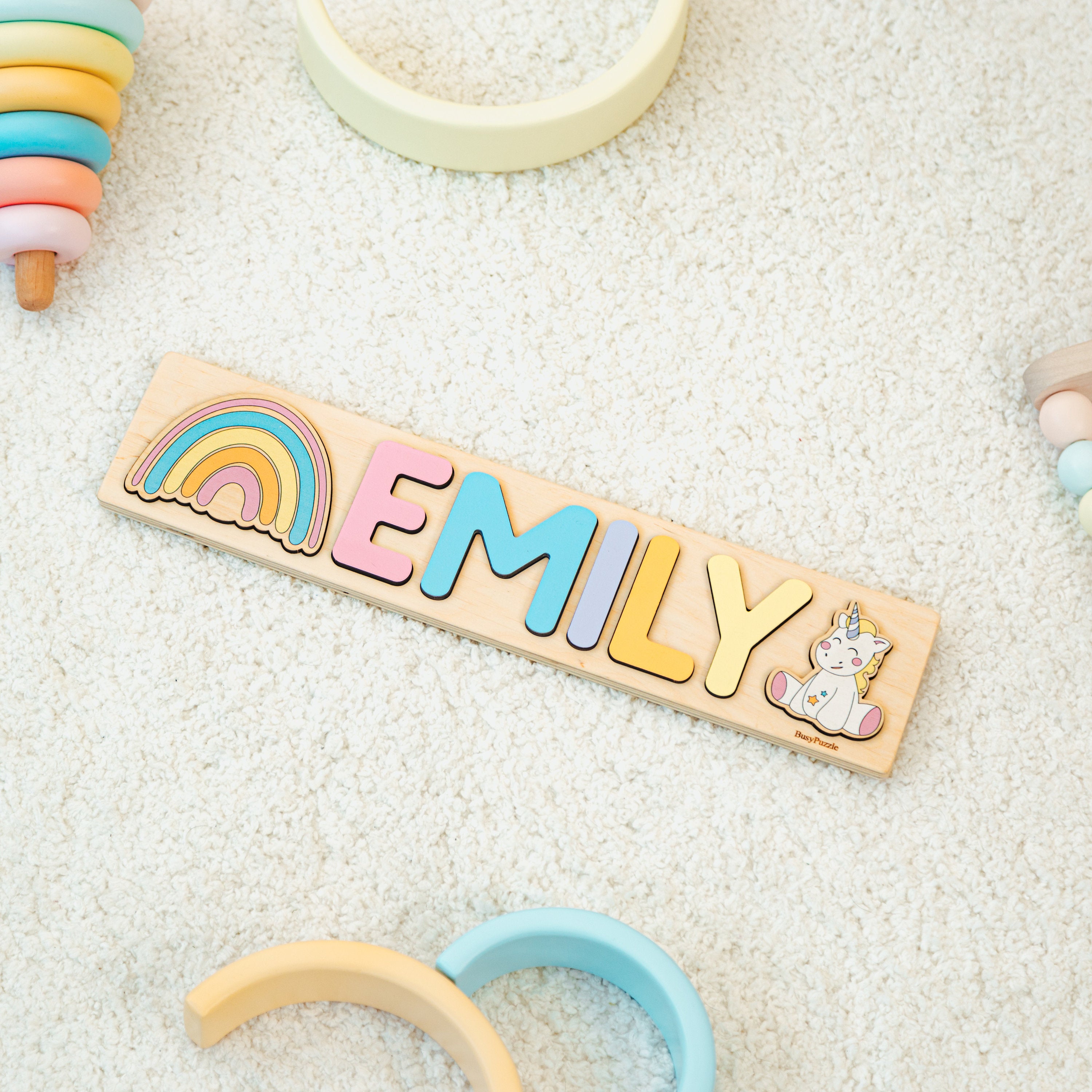Personalized Name Puzzle With Pegs | New Christmas Gifts for Kids Wooden Toys Baby Shower Custom Toddler Toys First Birthday 1st Gifts
