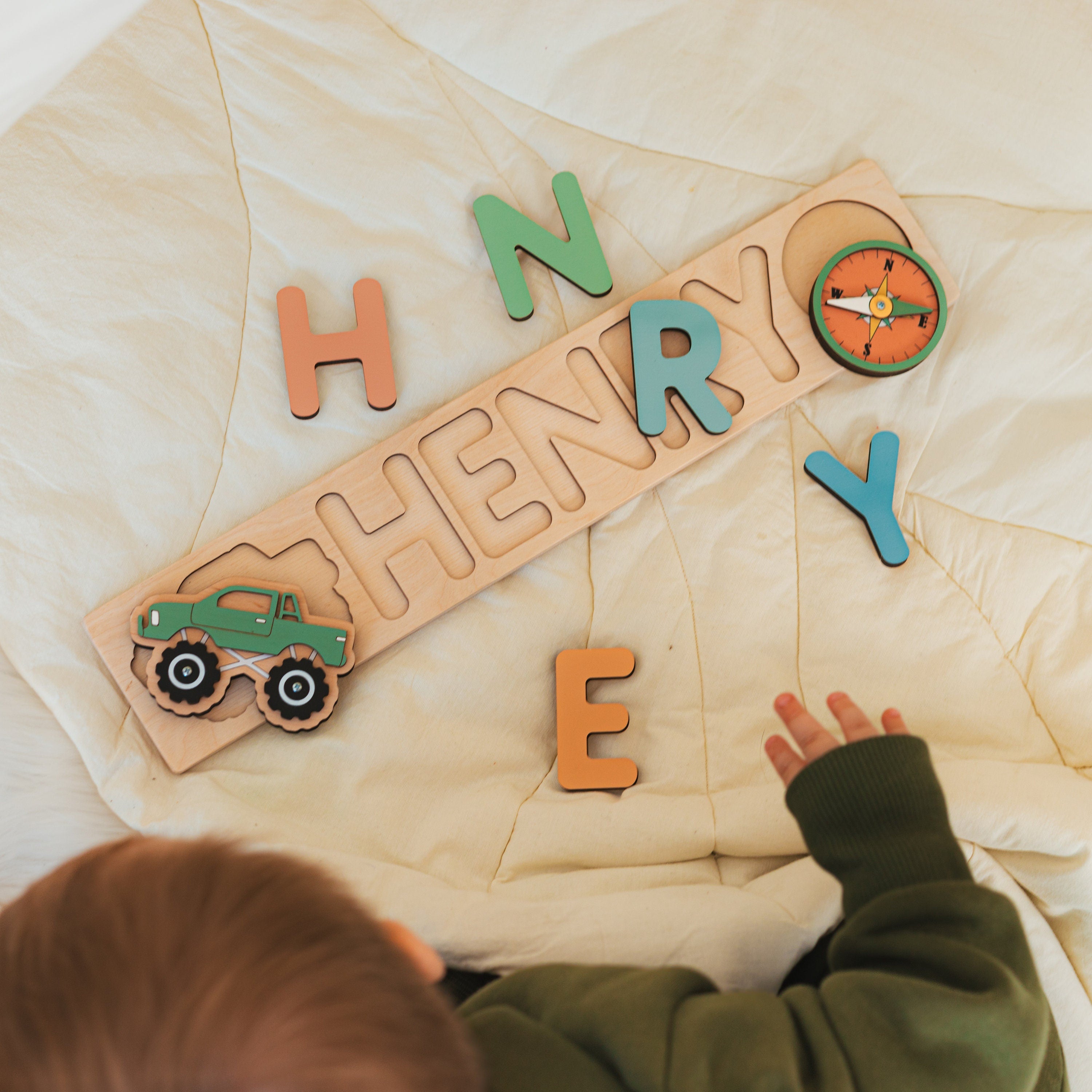 Personalized Name Puzzle With Pegs | New Christmas Gifts for Kids Wooden Toys Baby Shower Custom Toddler Toys First Birthday 1st Gifts