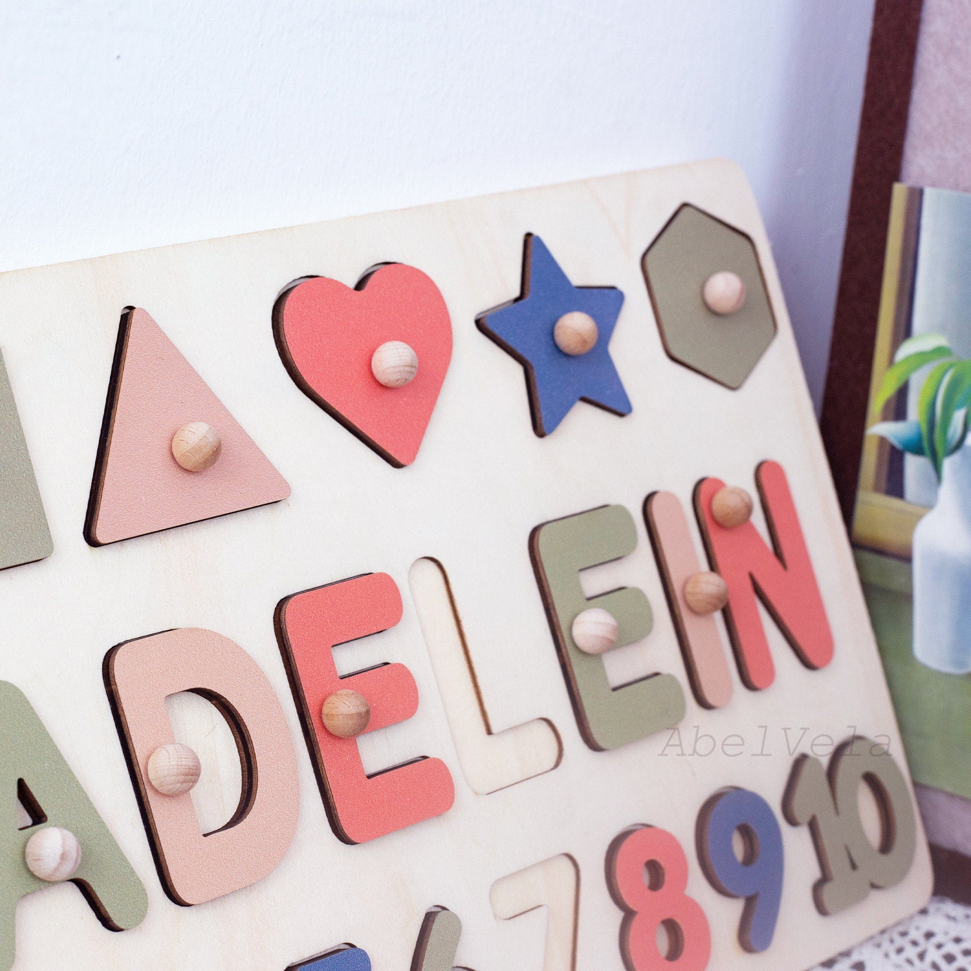 Personalized Toddler Name Puzzle, Wooden Busy Board, 1st Birthday Gift, Baby Boy and Baby Girl First Birthday Gifts, Nursery Decorations