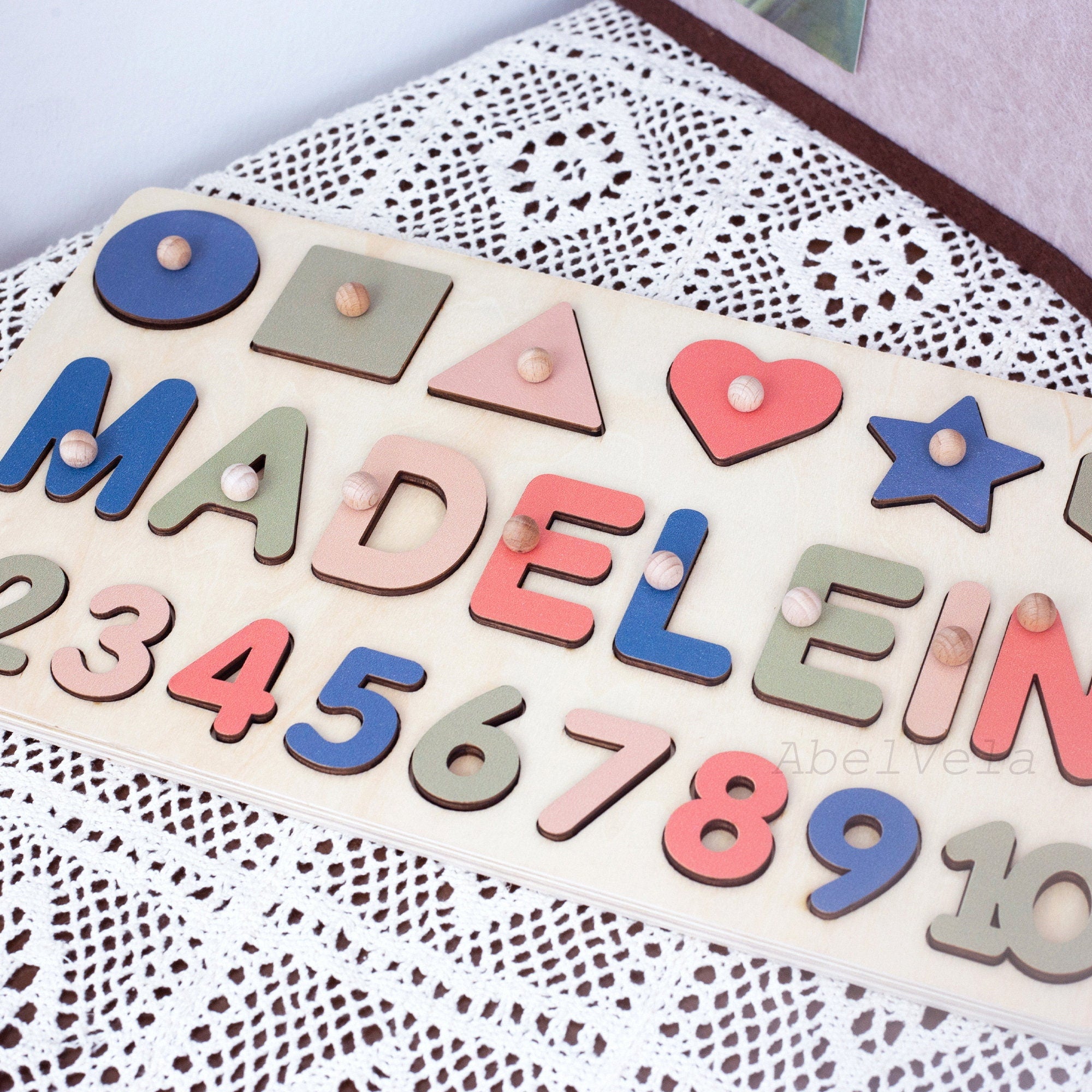 Personalized Toddler Name Puzzle, Wooden Busy Board, 1st Birthday Gift, Baby Boy and Baby Girl First Birthday Gifts, Nursery Decorations