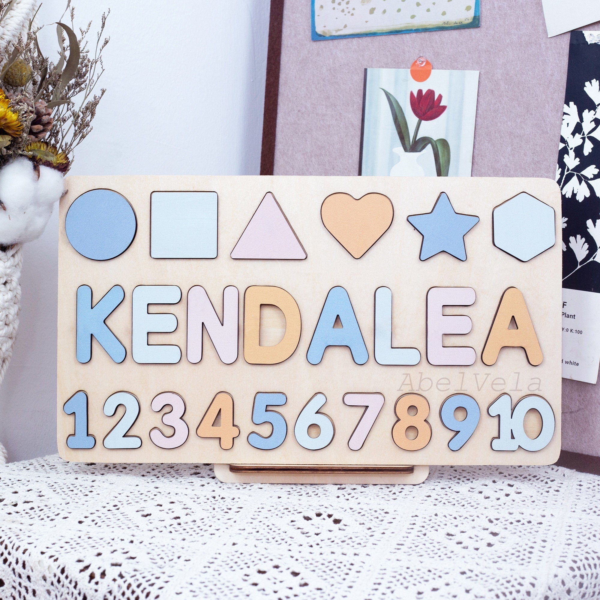 Personalized Toddler Name Puzzle, Wooden Busy Board, 1st Birthday Gift, Baby Boy and Baby Girl First Birthday Gifts, Nursery Decorations