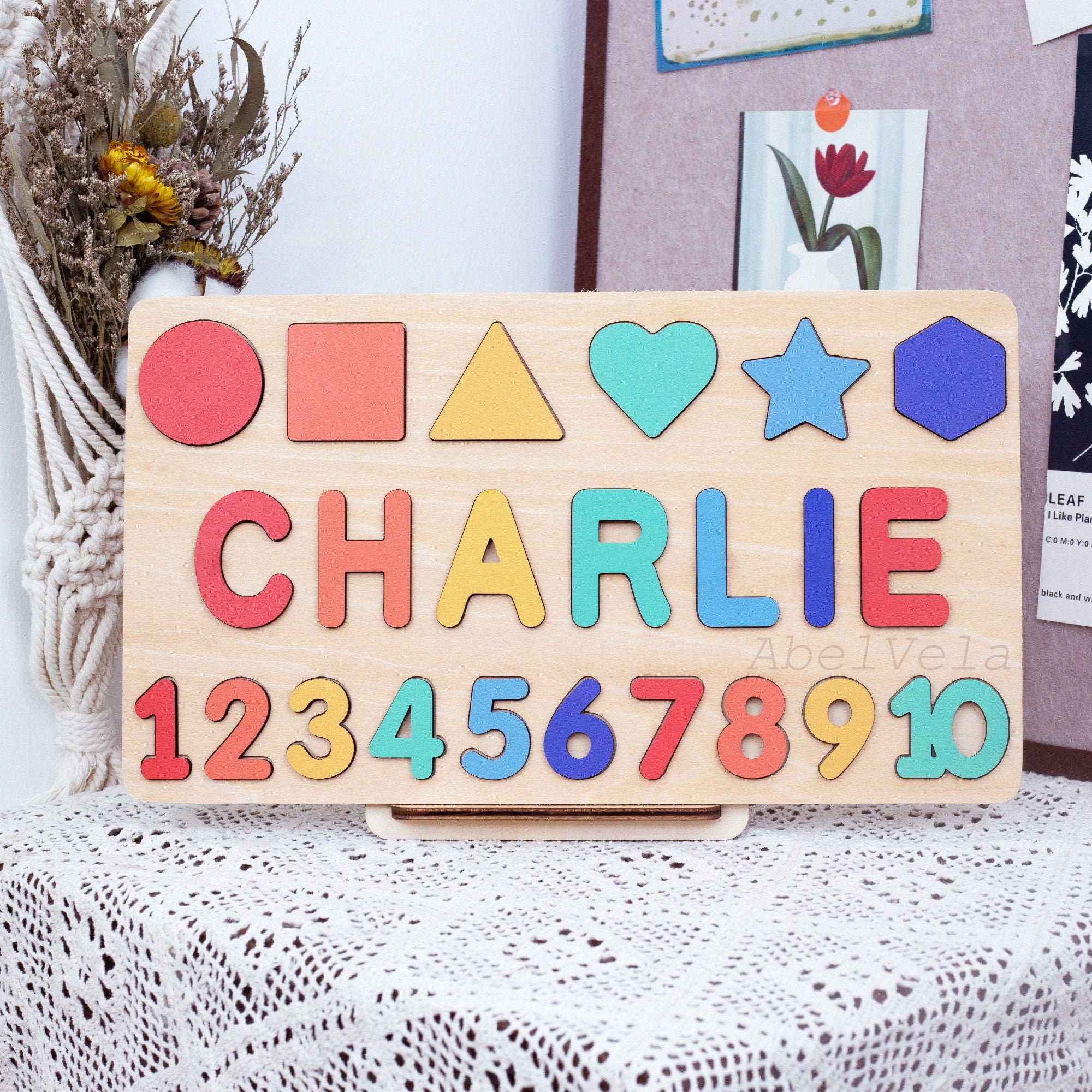 Personalized Toddler Name Puzzle, Wooden Busy Board, 1st Birthday Gift, Baby Boy and Baby Girl First Birthday Gifts, Nursery Decorations