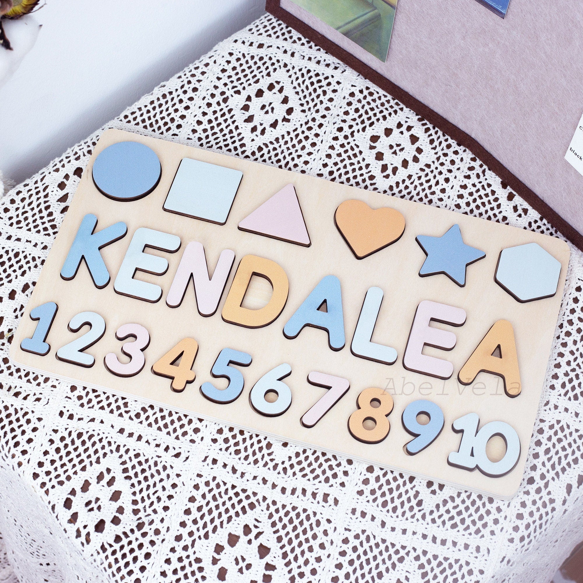 Personalized Toddler Name Puzzle, Wooden Busy Board, 1st Birthday Gift, Baby Boy and Baby Girl First Birthday Gifts, Nursery Decorations