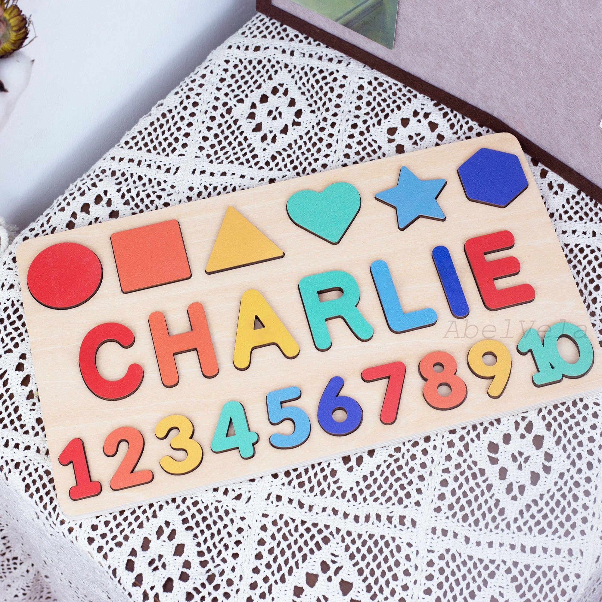 Personalized Toddler Name Puzzle, Wooden Busy Board, 1st Birthday Gift, Baby Boy and Baby Girl First Birthday Gifts, Nursery Decorations