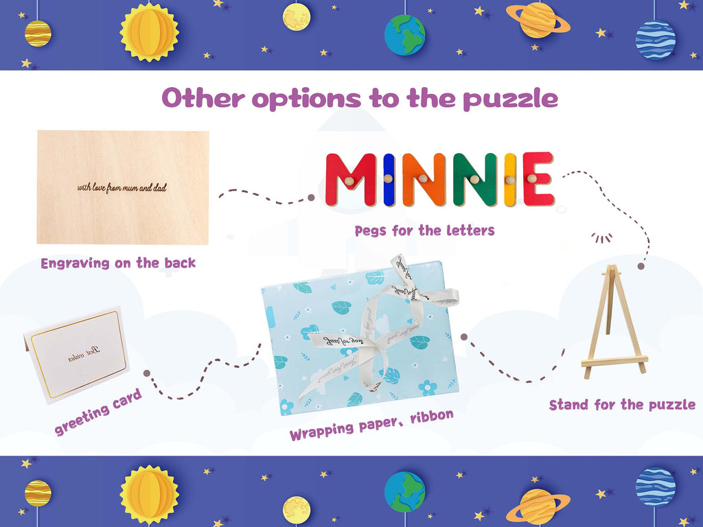 Name Puzzle Montessori Busy board for Toddlers - Personalized Puzzle Wooden Toy Baby Shower, Christmas, or 1st Birthday Gift