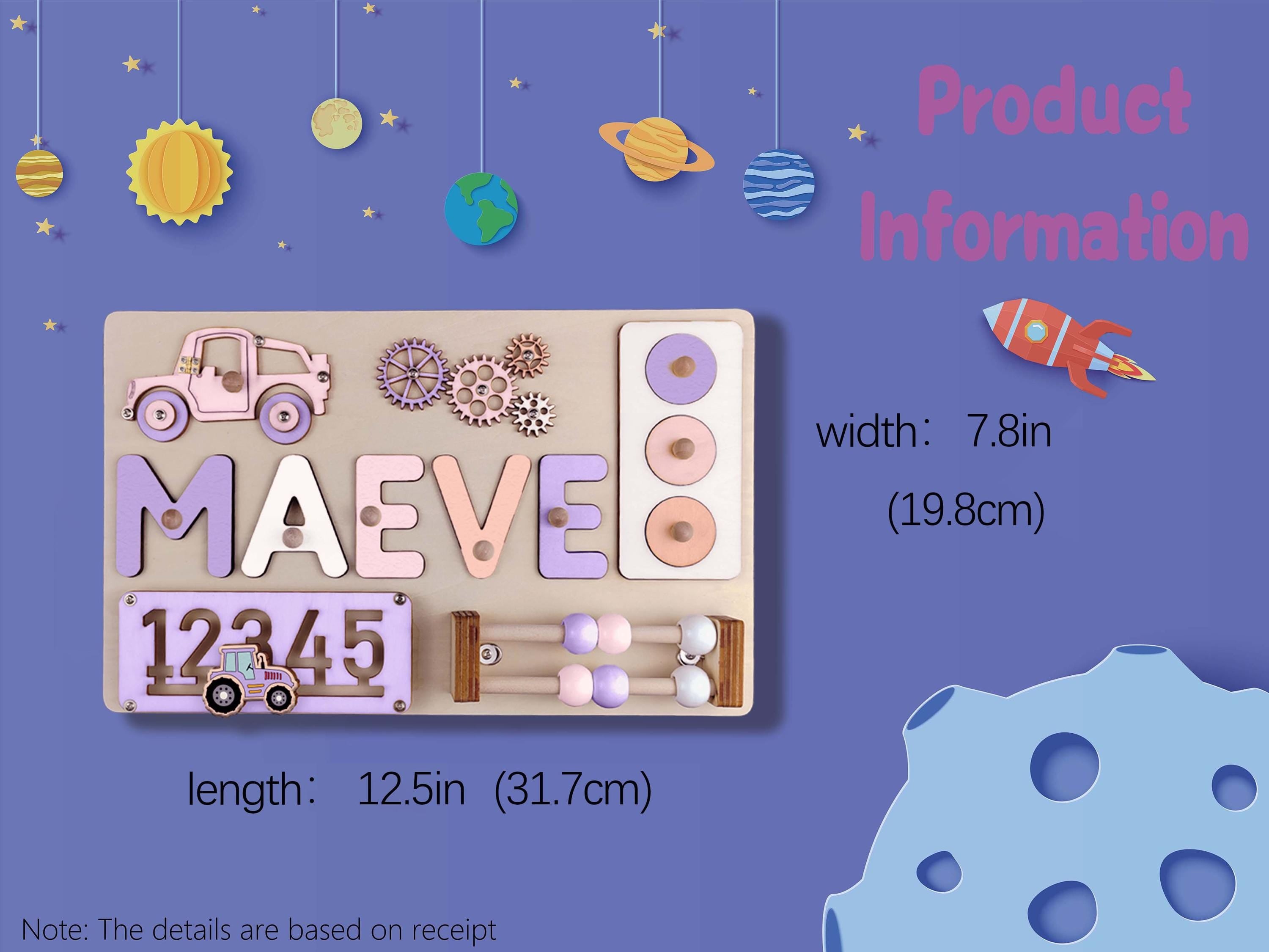 Name Puzzle Montessori Busy board for Toddlers - Personalized Puzzle Wooden Toy Baby Shower, Christmas, or 1st Birthday Gift