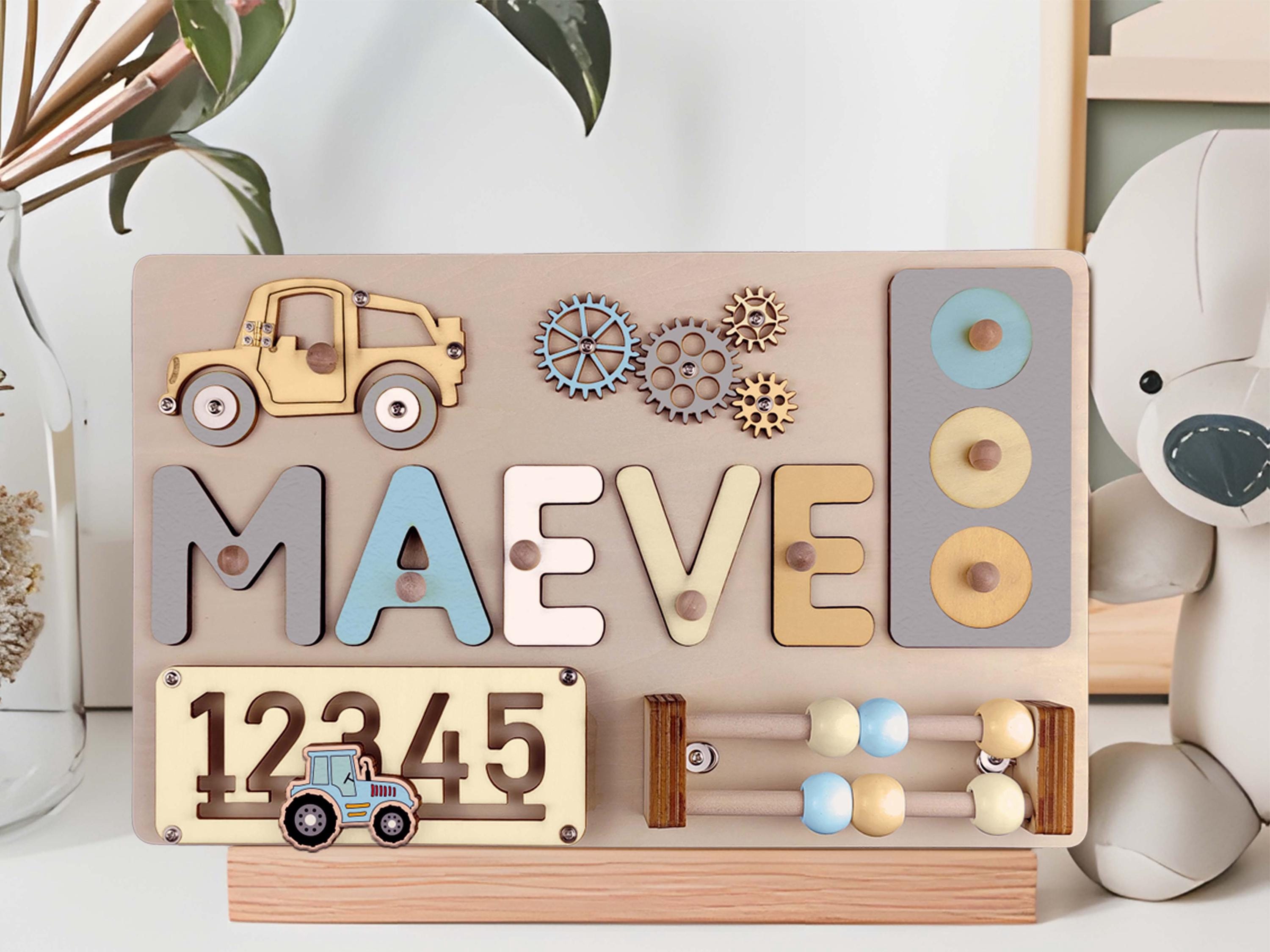 Name Puzzle Montessori Busy board for Toddlers - Personalized Puzzle Wooden Toy Baby Shower, Christmas, or 1st Birthday Gift
