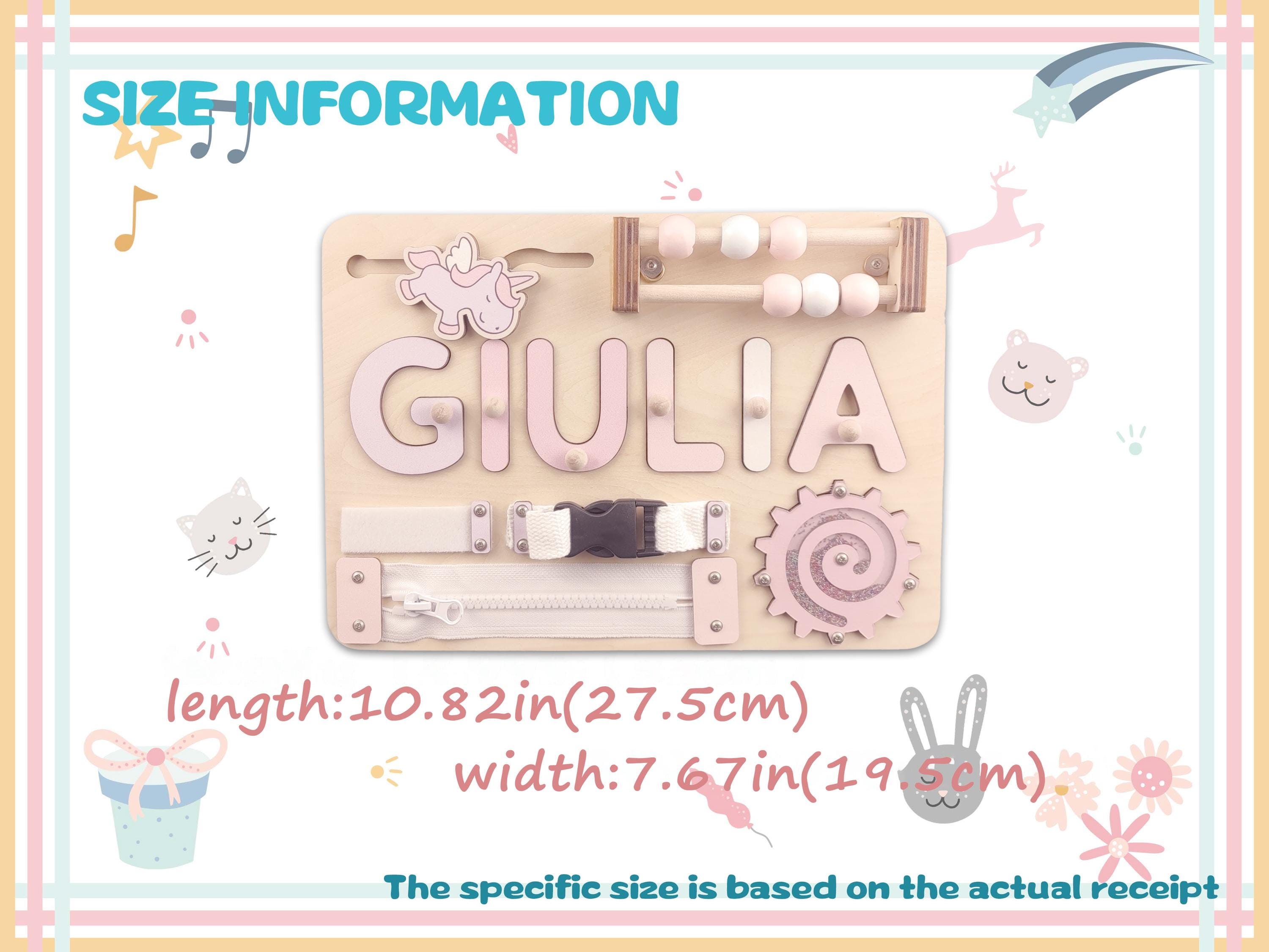 Wooden Busy Board, Personalized Name Puzzle with Pegs for Nursery Decor, Perfect Baby Christmas Gift & 1st Birthday Gift for Boys