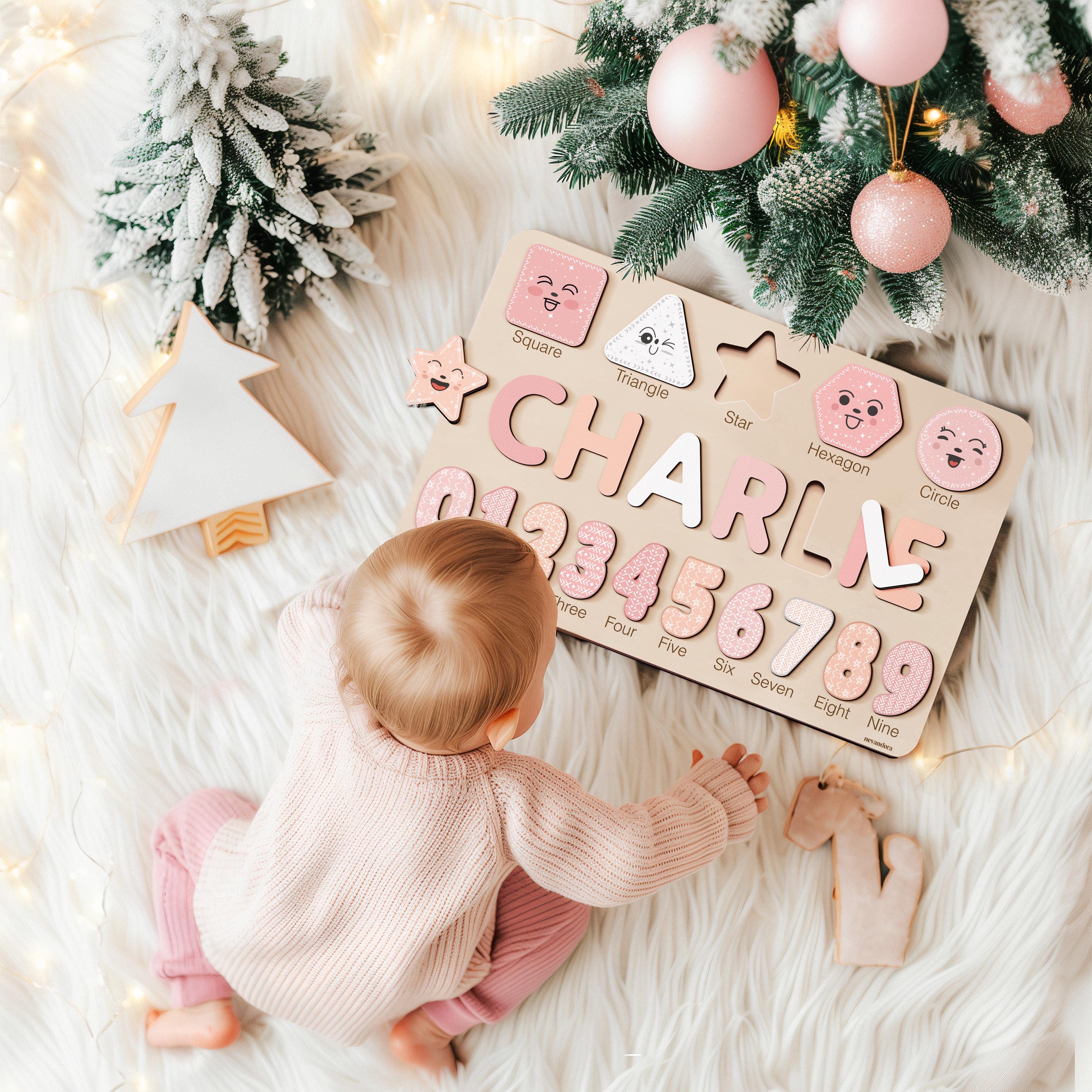 Wooden Busy Board Puzzle, Personalized Name Puzzle Toy, Baby Girl Gift, Nursery Decor, First Easter Gift, Custom Gift, One Year Old Gift