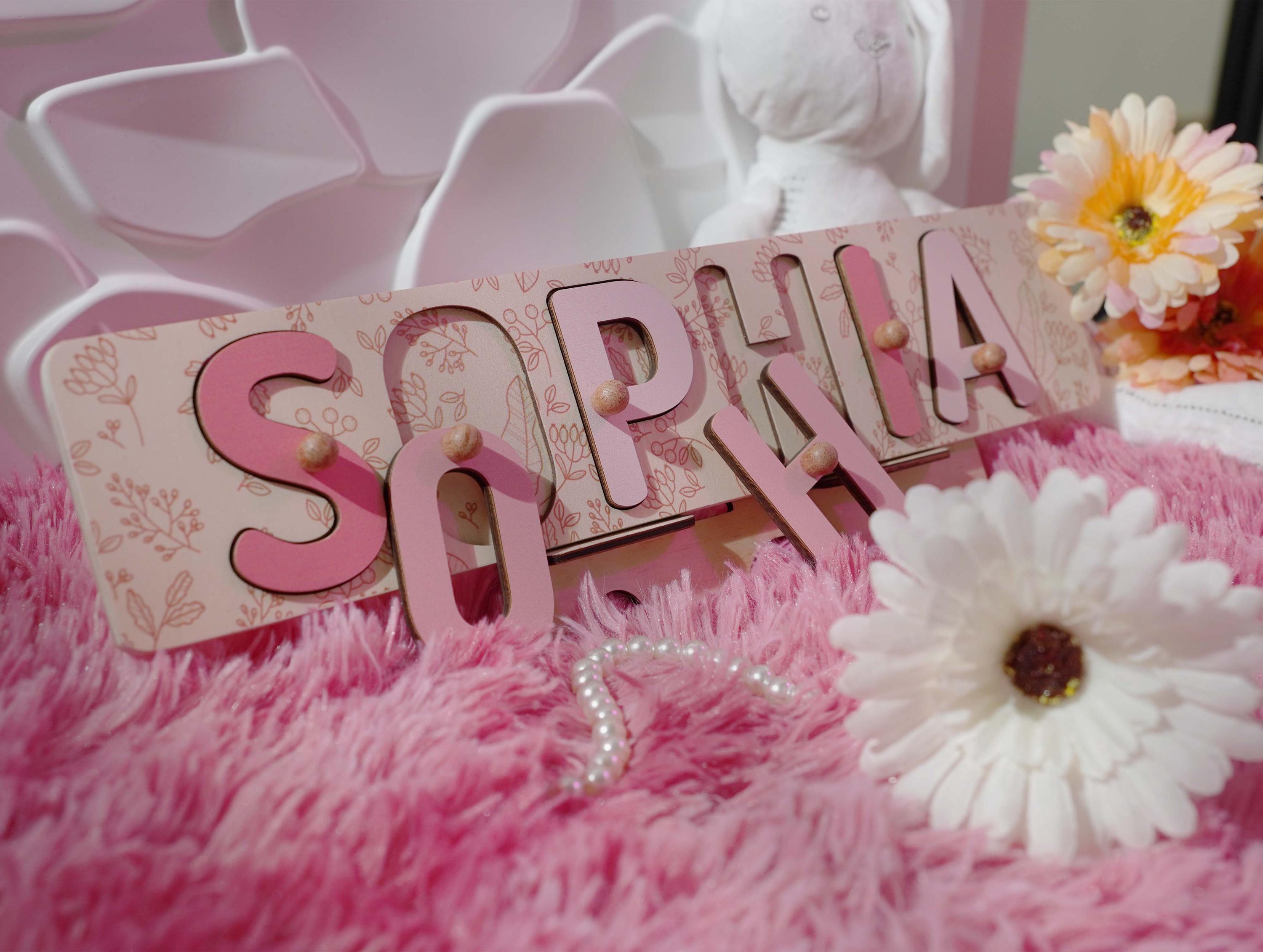 Personalized Name Puzzle With Peg Easter Christian Gift for Kid Baby Girl Wooden Toy Baby 1st Birthday Christmas Gift Montessori Toddler Toy