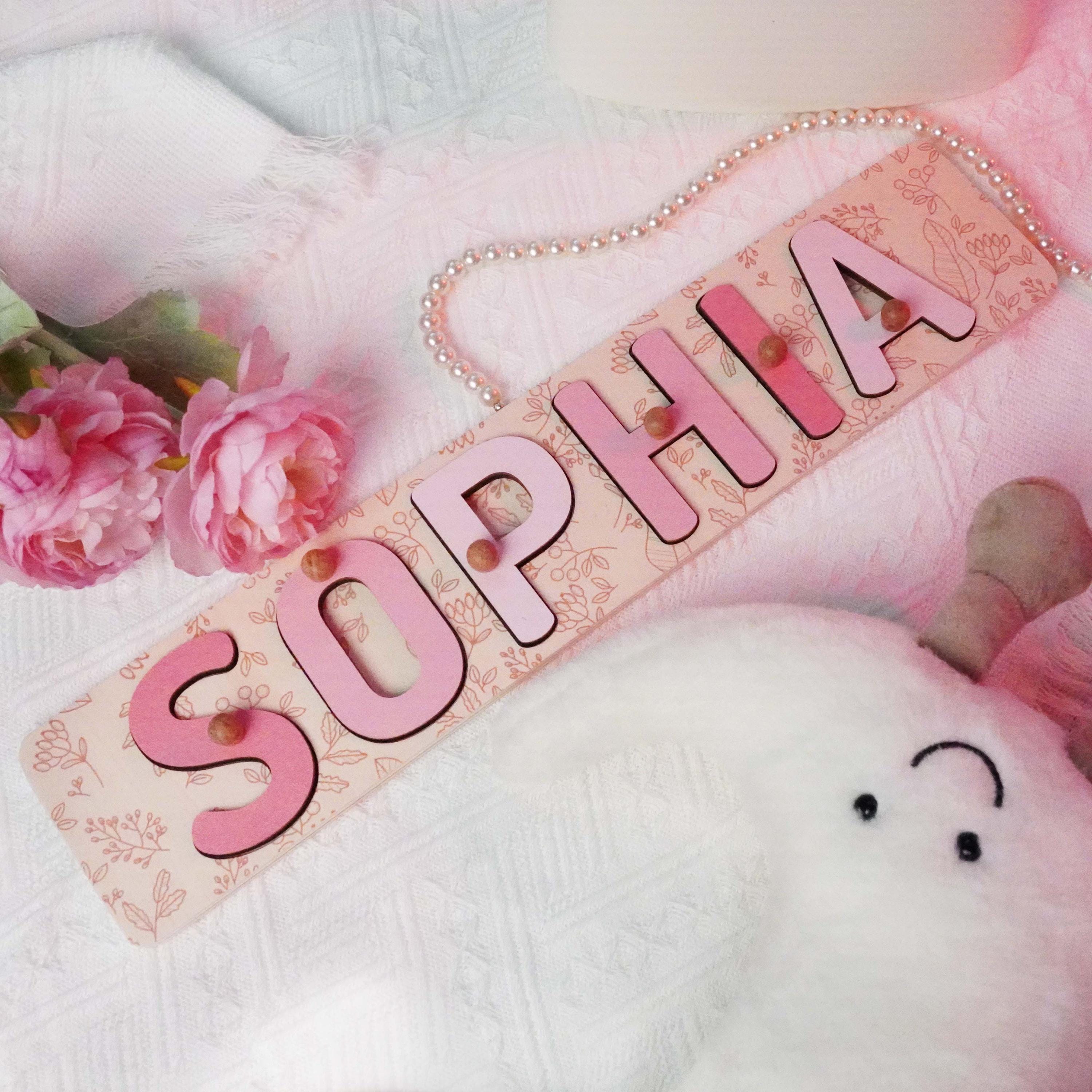 Personalized Name Puzzle With Peg Easter Christian Gift for Kid Baby Girl Wooden Toy Baby 1st Birthday Christmas Gift Montessori Toddler Toy