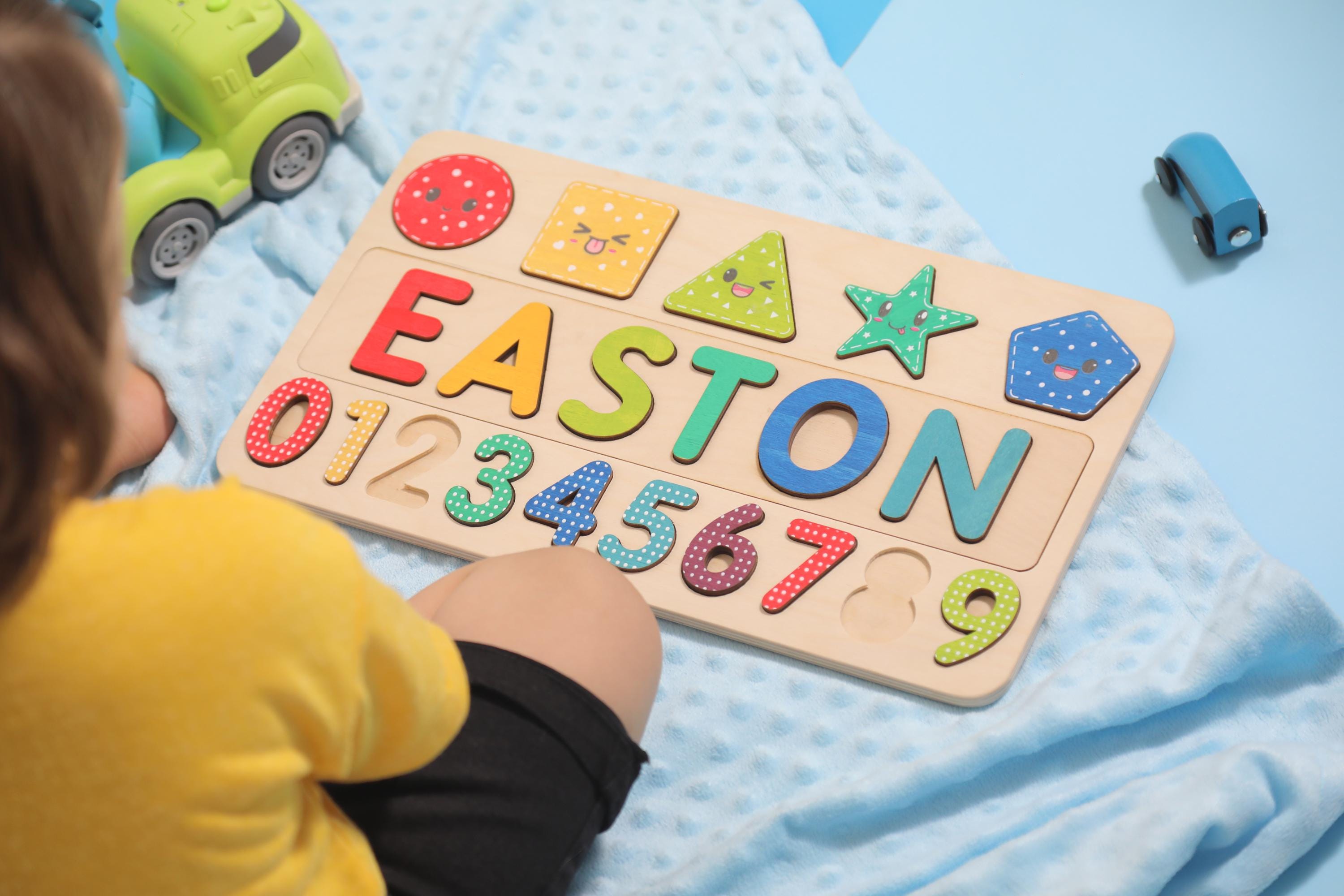Personalized Name Puzzle W/Numbers | New Christmas Gifts for Kids Wooden Toys Baby Shower Custom Toddler Toys First Birthday 1st Baby Gift