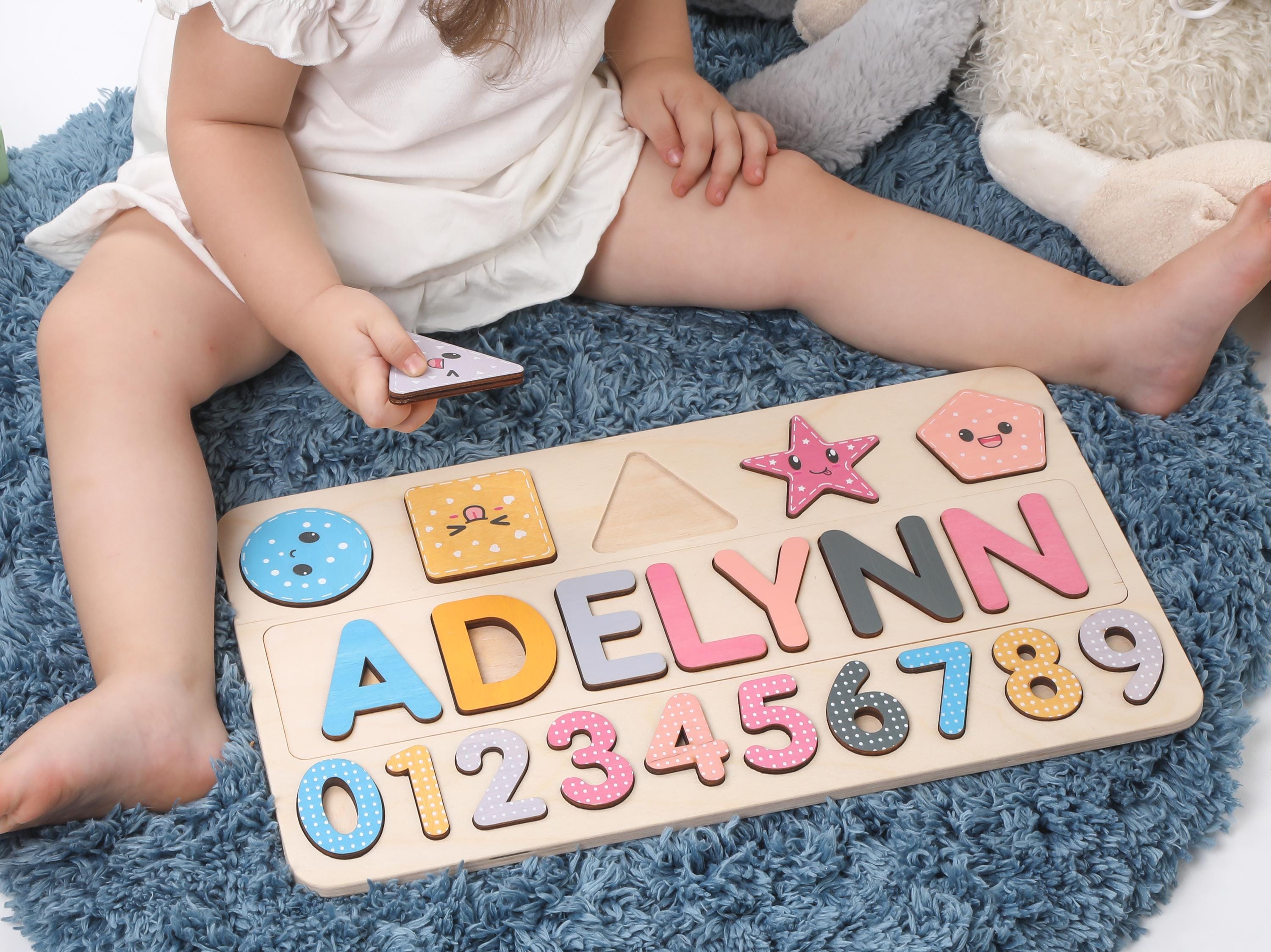 Personalized Name Puzzle W/Numbers | New Christmas Gifts for Kids Wooden Toys Baby Shower Custom Toddler Toys First Birthday 1st Baby Gift