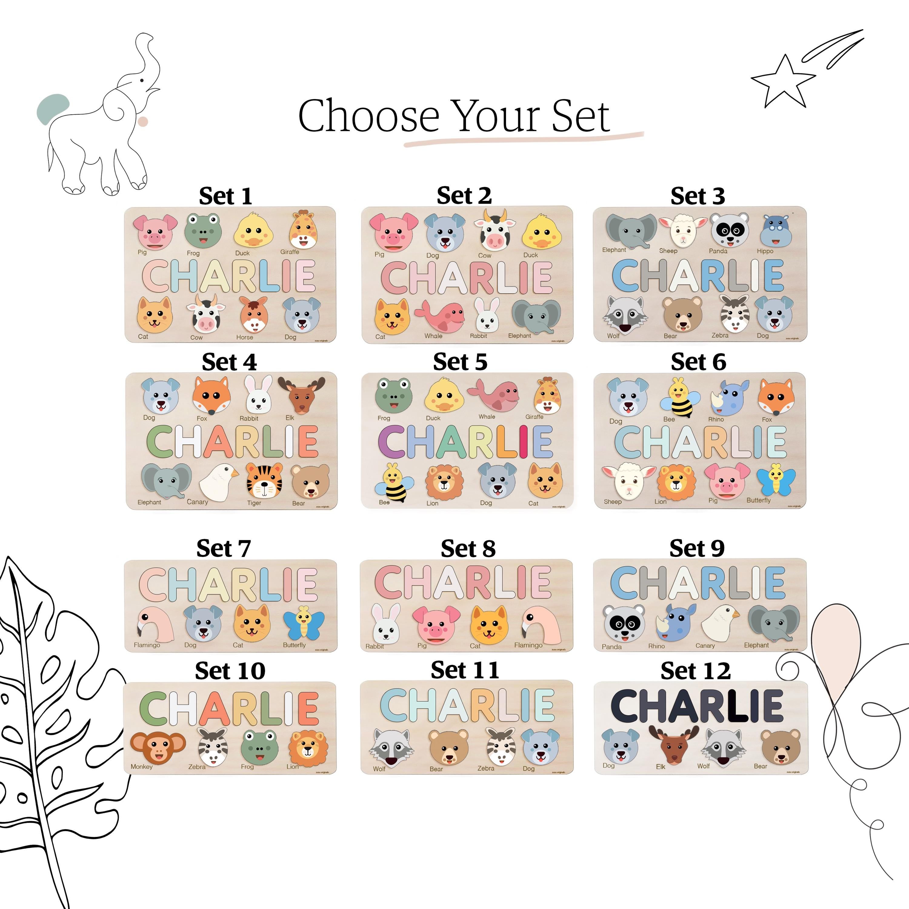 Custom Handmade Name Puzzle with Animals, Personalized Birthday Gift for Kids, Christmas Gifts for Toddlers, Unique New Baby Gift, Wood Toy
