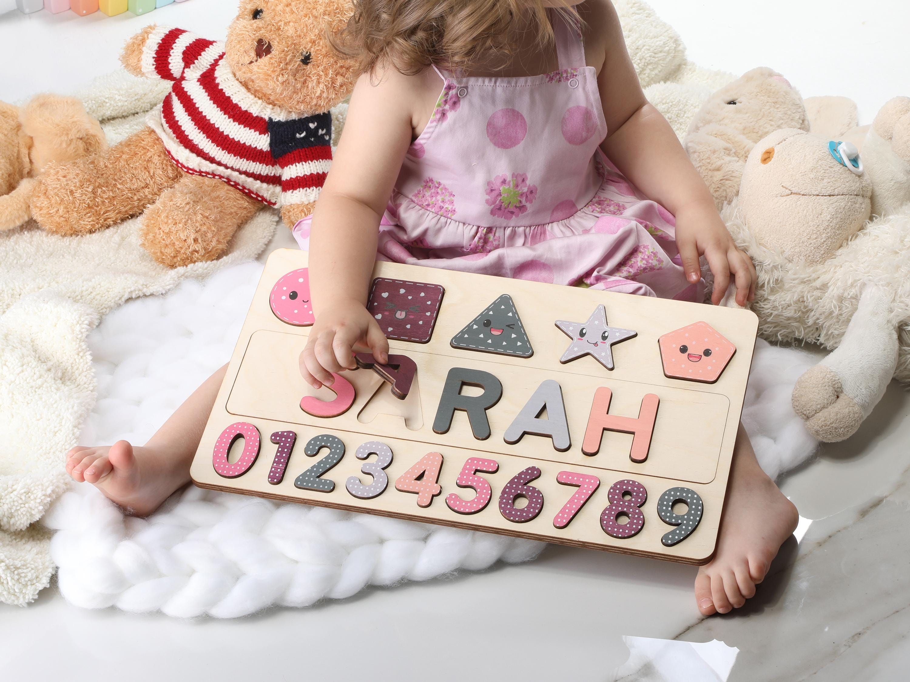 Personalized Name Puzzle W/Numbers | New Christmas Gifts for Kids Wooden Toys Baby Shower Custom Toddler Toys First Birthday 1st Baby Gift