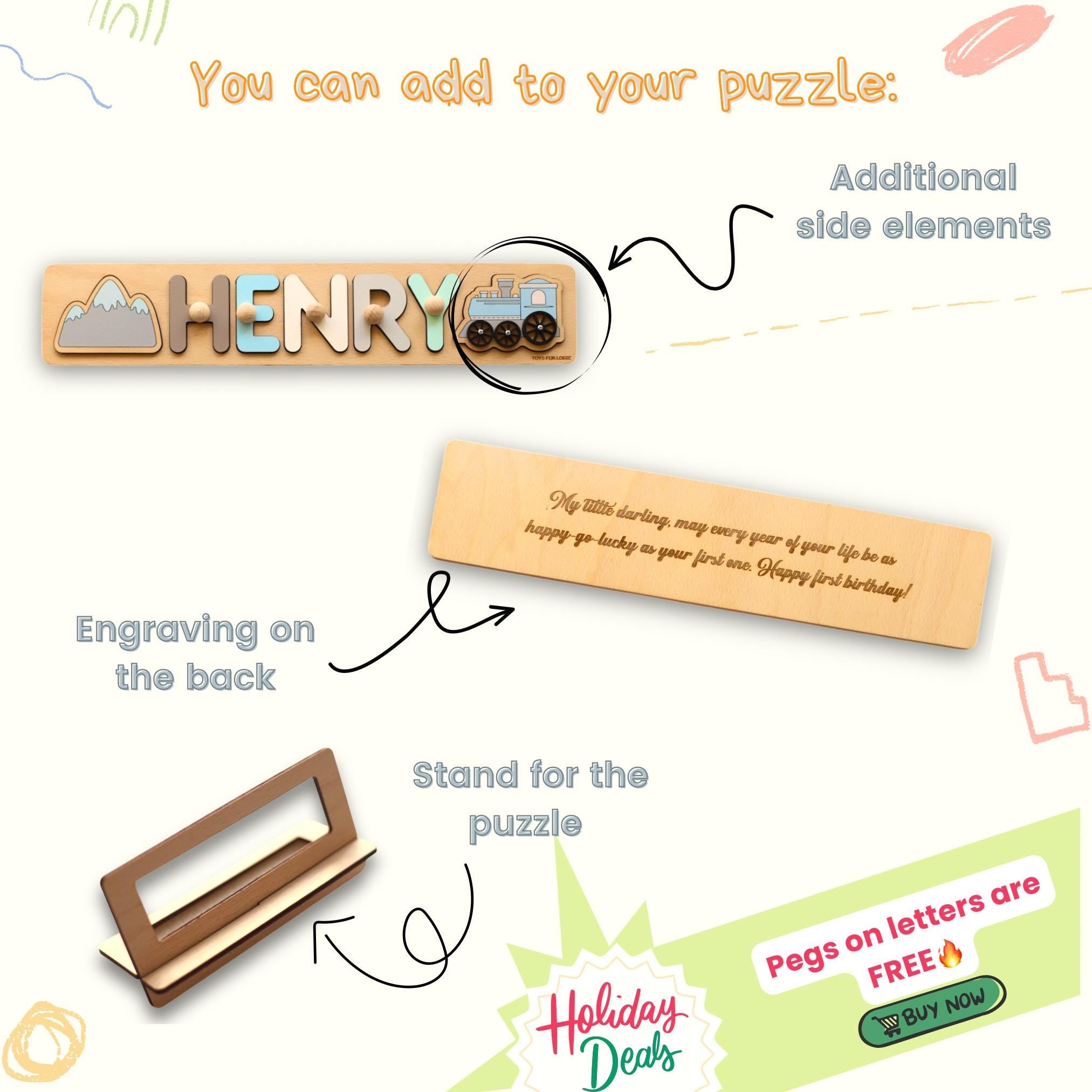 Personalized Name Puzzle for Kids | Custom Wooden Name Toy for Baby | Name Puzzle Boy Girl