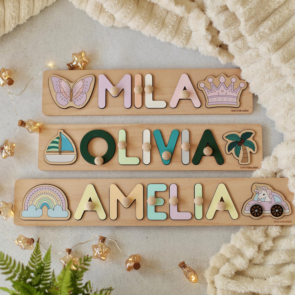 Personalized Name Puzzle for Kids | Custom Wooden Name Toy for Baby | Name Puzzle Boy Girl