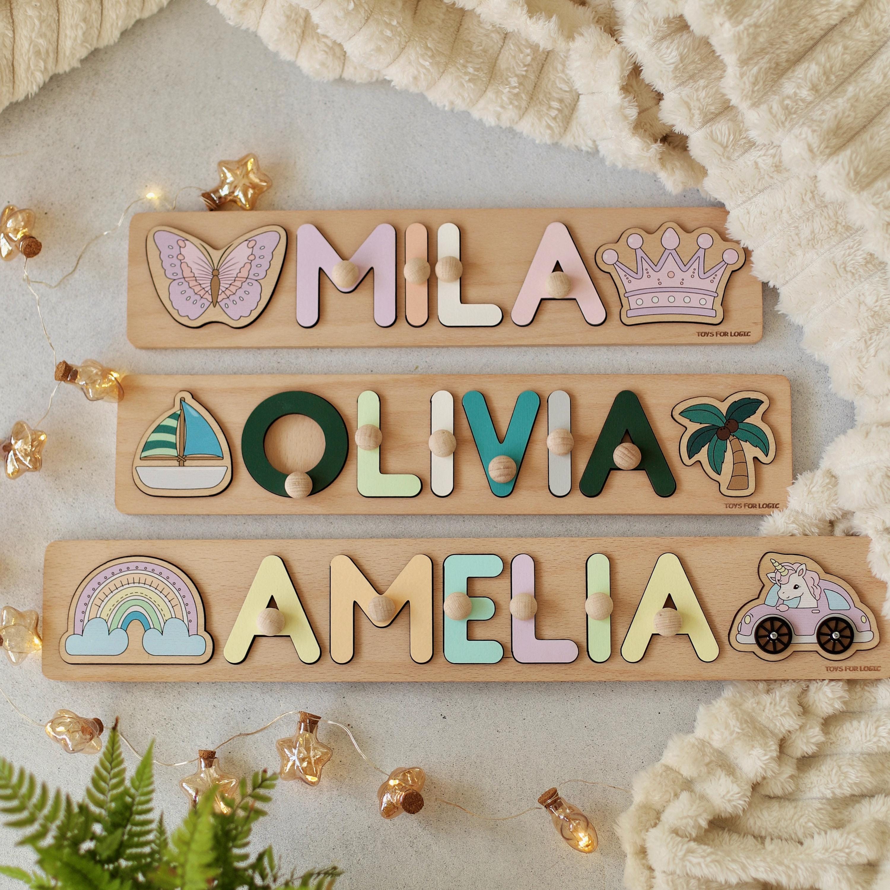 Personalized Name Puzzle for Kids | Custom Wooden Name Toy for Baby | Name Puzzle Boy Girl