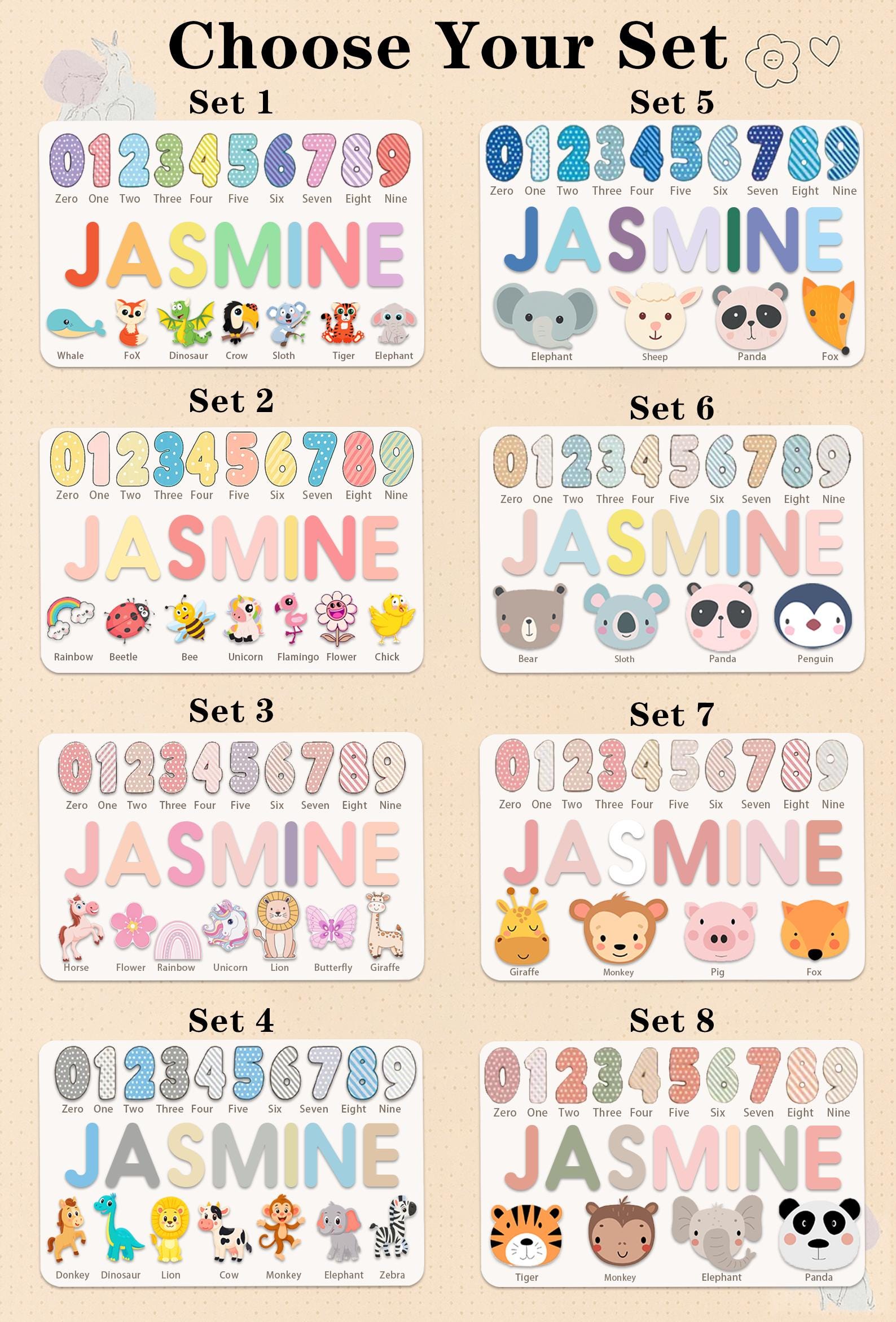 Personalized Wooden Name Puzzle, Custom Numbers 1-10&4-7 Elements Puzzles for Toddlers,Gift for Kids, Montessori Baby Toys, Baby Shower Gift