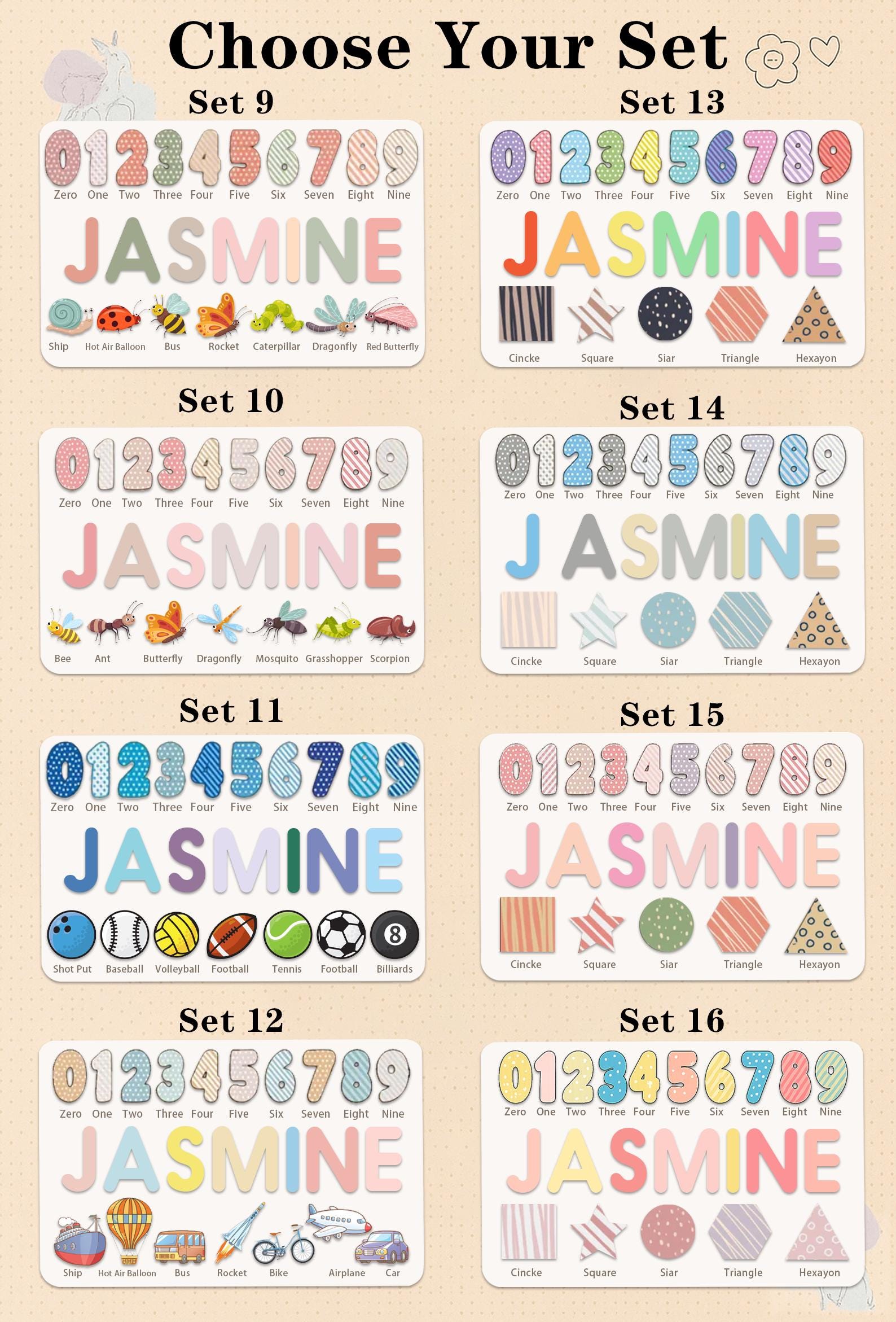 Personalized Wooden Name Puzzle, Custom Numbers 1-10&4-7 Elements Puzzles for Toddlers,Gift for Kids, Montessori Baby Toys, Baby Shower Gift