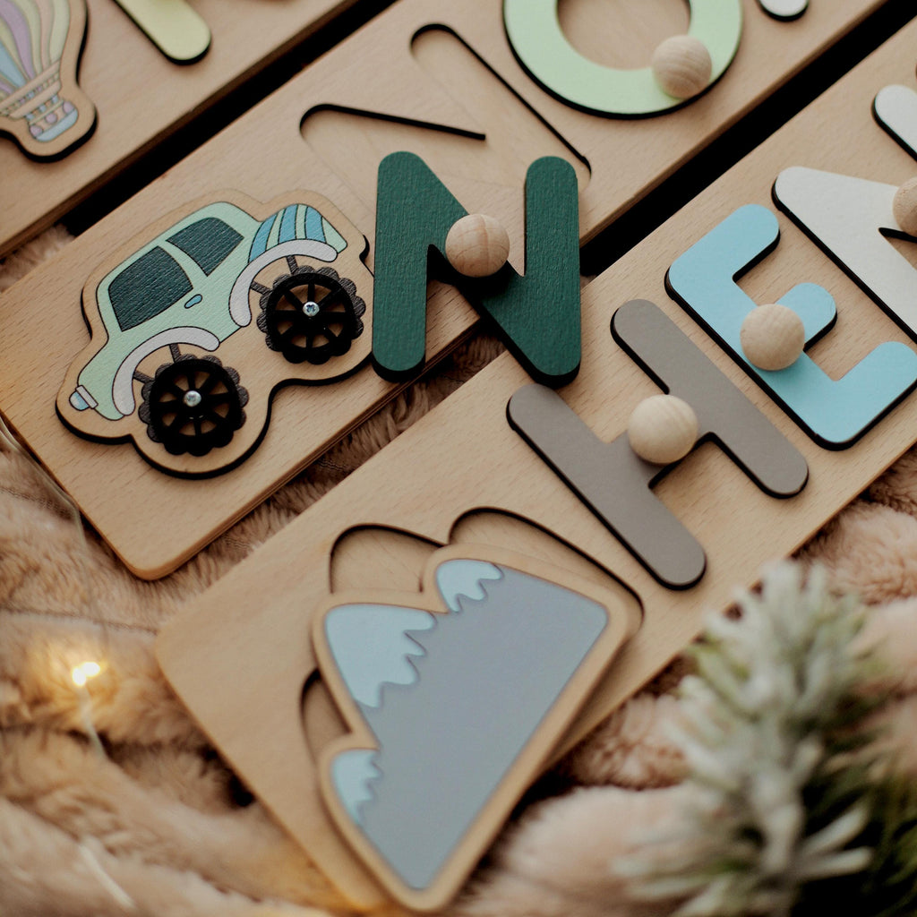 Personalized Name Puzzle for Kids | Custom Wooden Name Toy for Baby | Name Puzzle Boy Girl