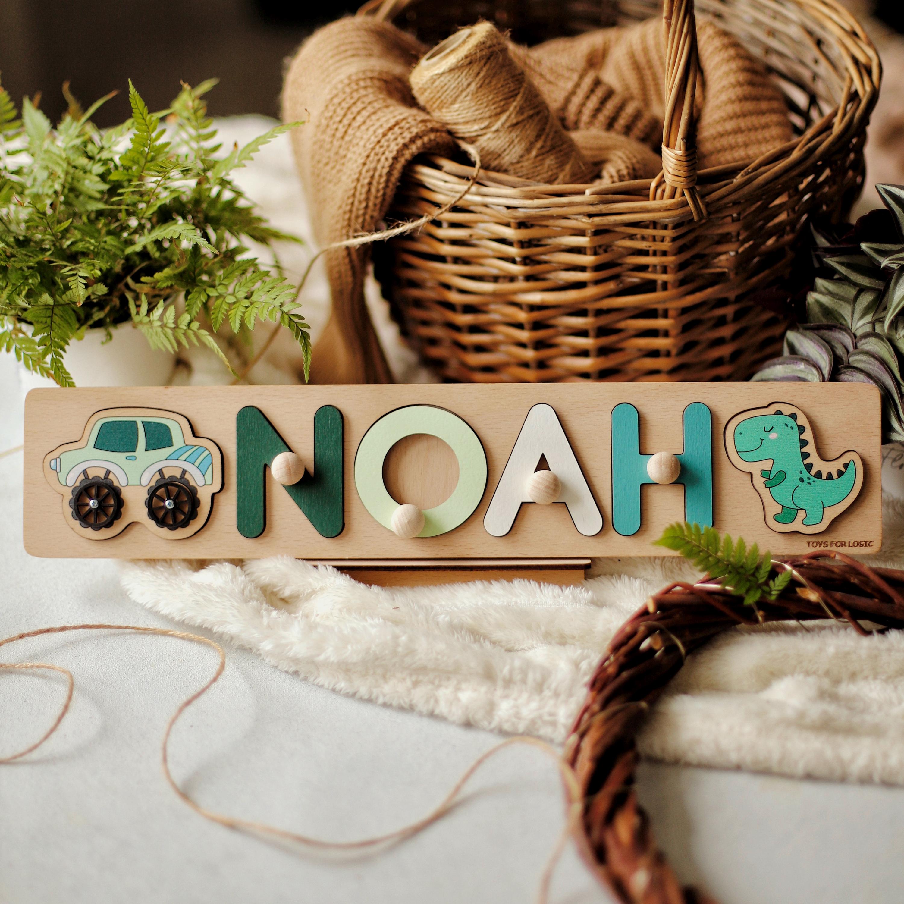 Personalized Name Puzzle for Kids | Custom Wooden Name Toy for Baby | Name Puzzle Boy Girl