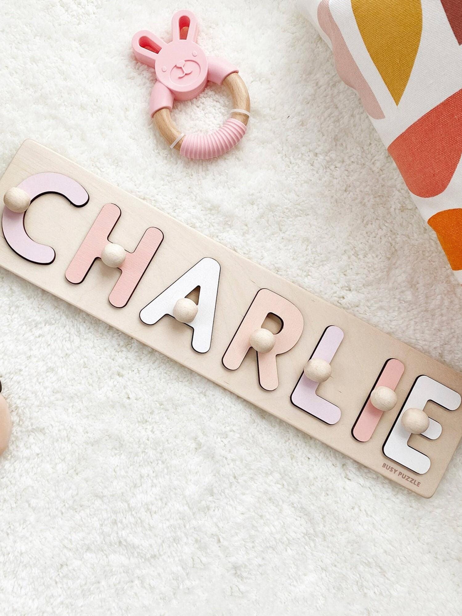 Personalized Name Puzzle With Pegs | New Christmas Gifts for Kids Wooden Toys Baby Shower Custom Toddler Toys First Birthday 1st Gifts