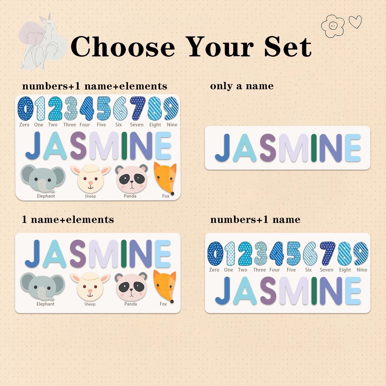 Personalized Wooden Name Puzzle, Custom Numbers 1-10&4-7 Elements Puzzles for Toddlers,Gift for Kids, Montessori Baby Toys, Baby Shower Gift