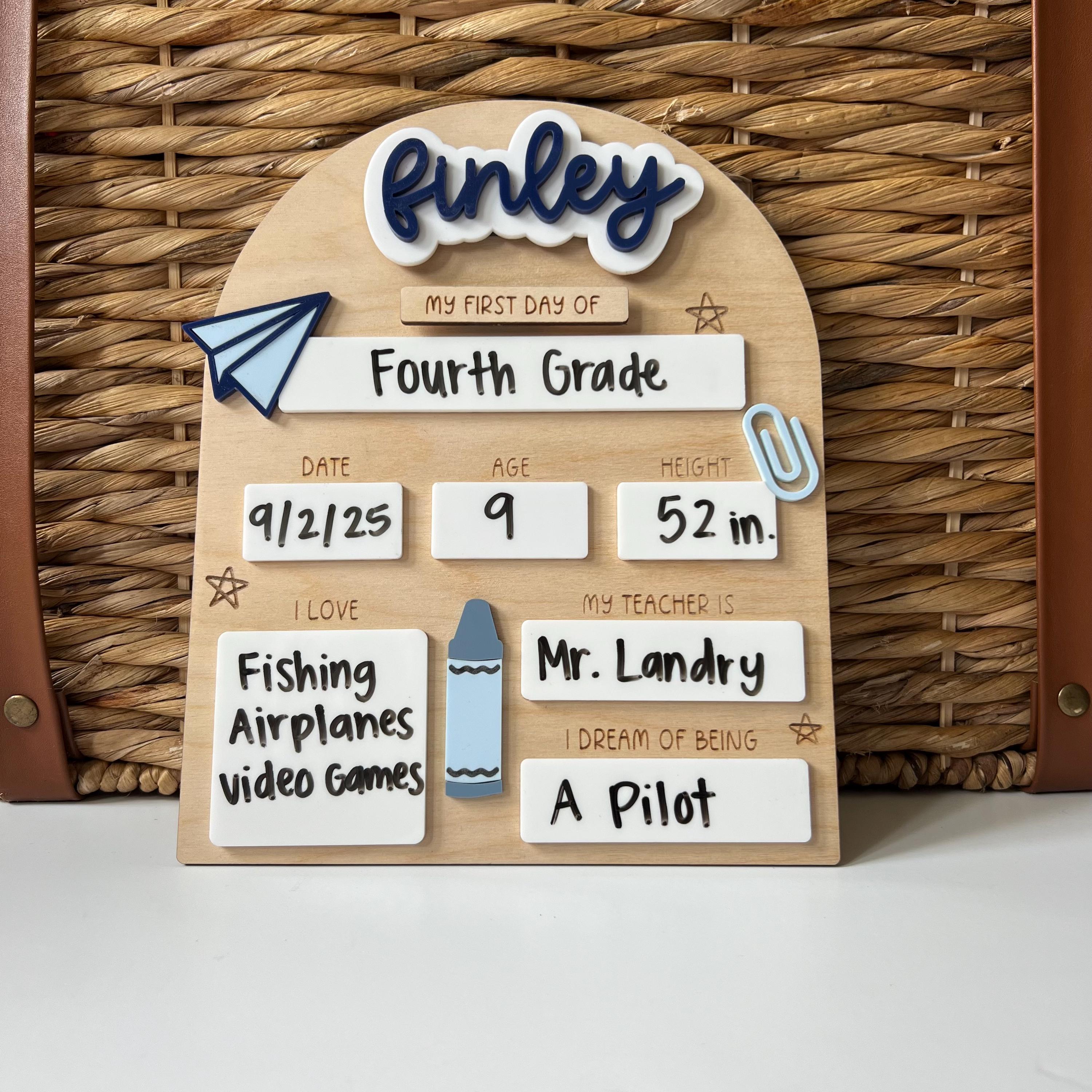 Personalized Dry Erase 1st Day of School Sign