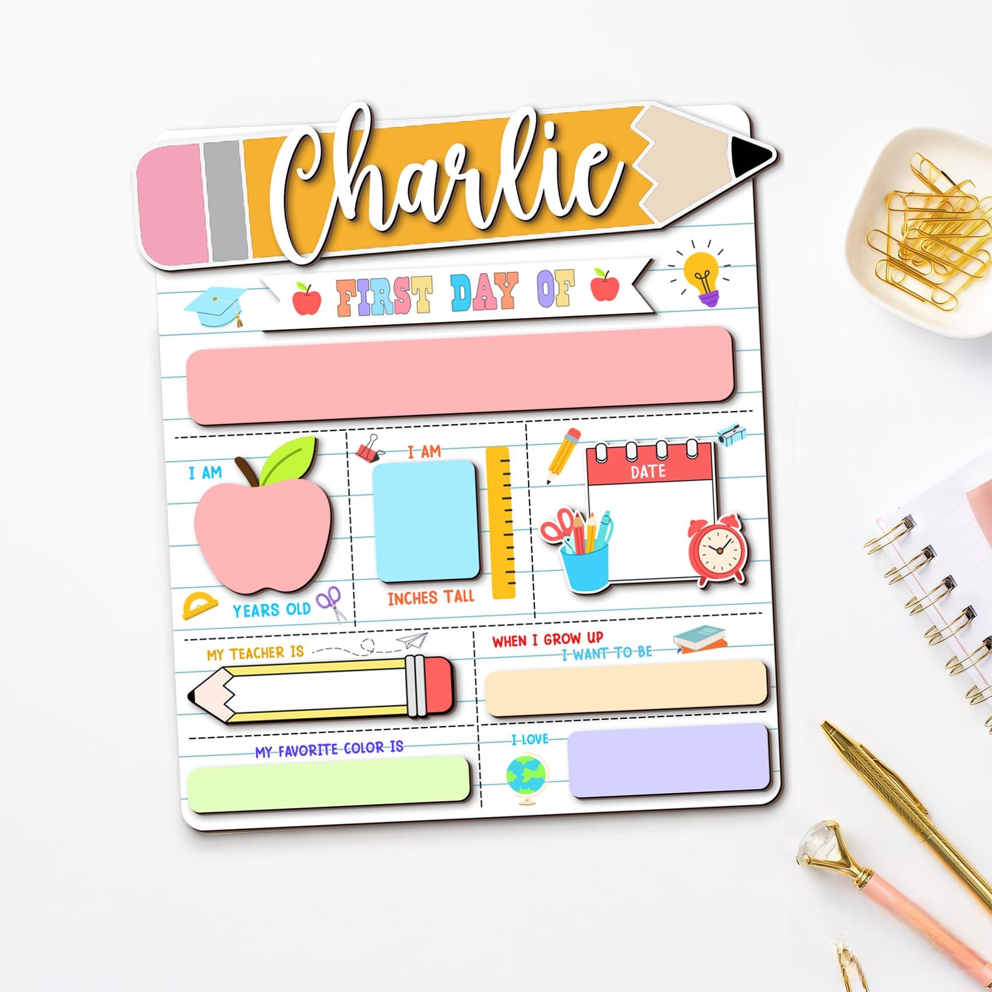 Personalized First Day of School Sign