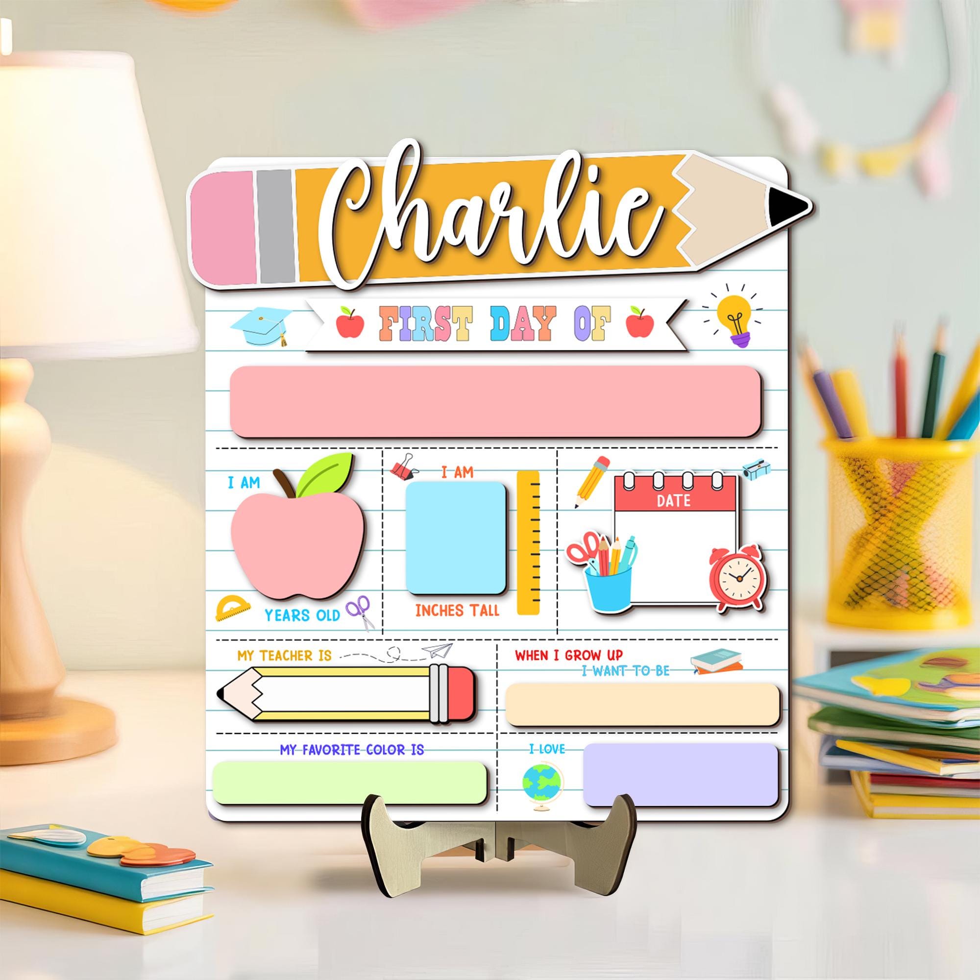 Personalized First Day of School Sign