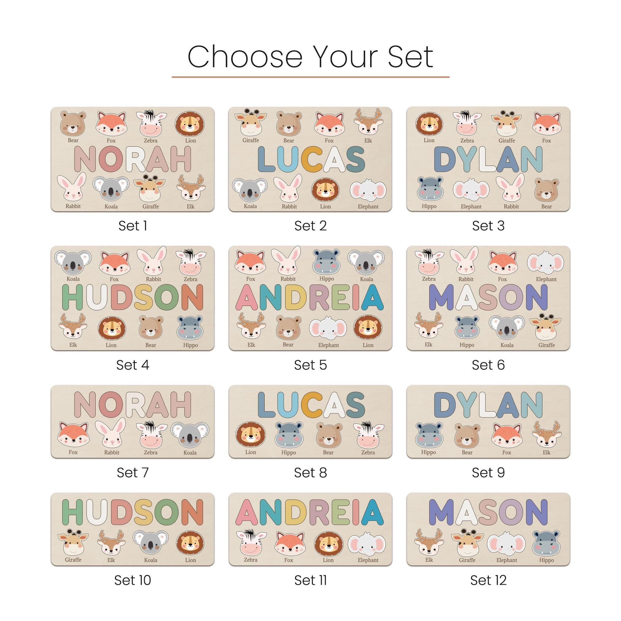 Personalized First Birthday Gift, Handmade Name Puzzle with Animals, Custom New Baby Gift for Toddler, Christmas Gifts, Wooden Toys